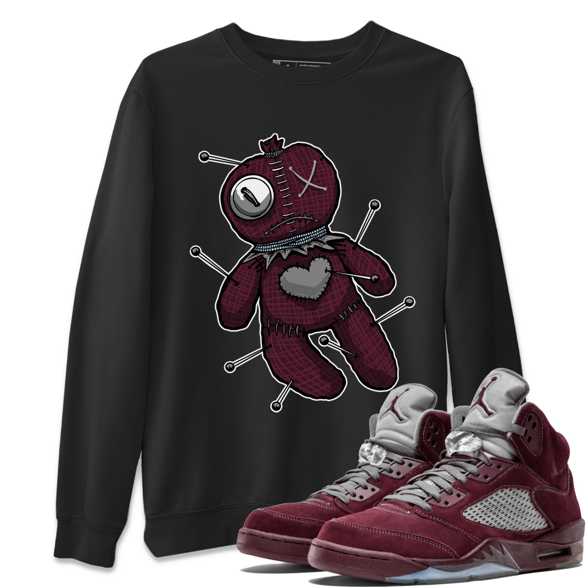 Linen Voodoo Doll Unisex Tops - Air Jordan 5 Burgundy