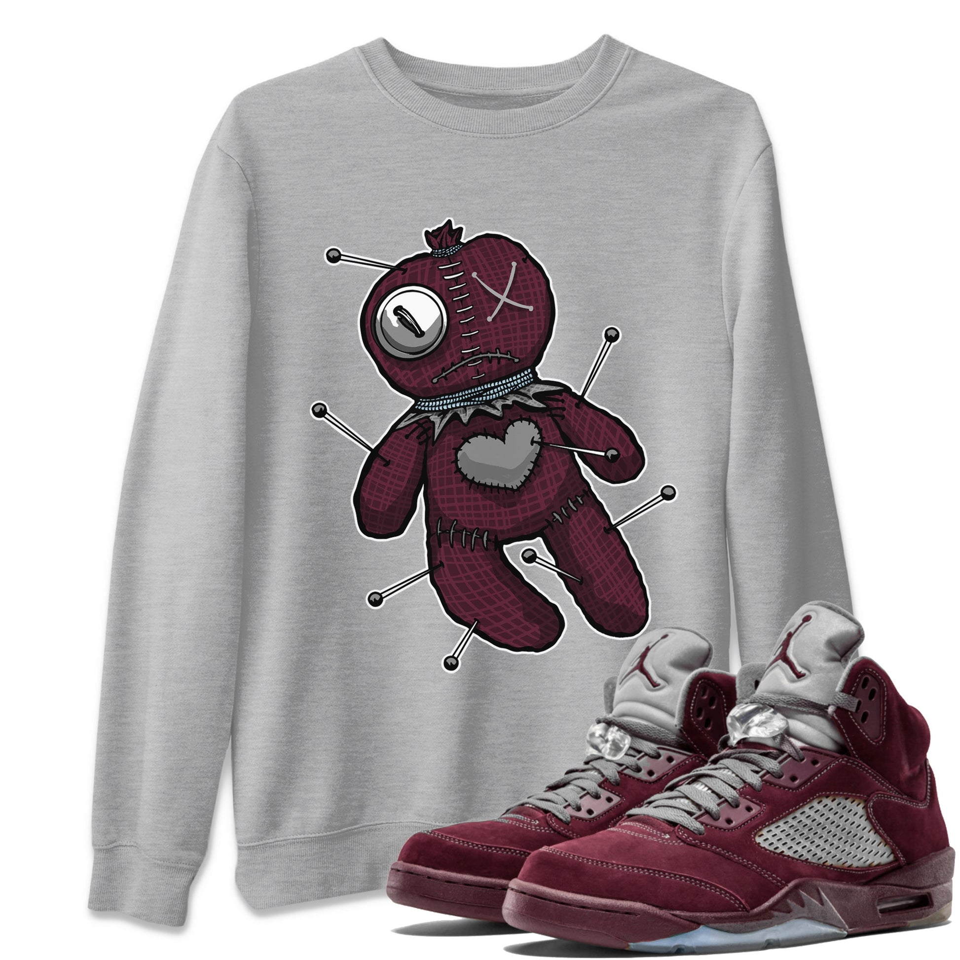 Linen Voodoo Doll Unisex Tops - Air Jordan 5 Burgundy