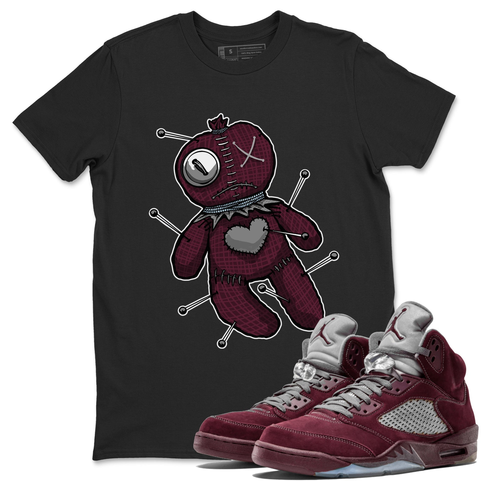 Linen Voodoo Doll Unisex Tops - Air Jordan 5 Burgundy