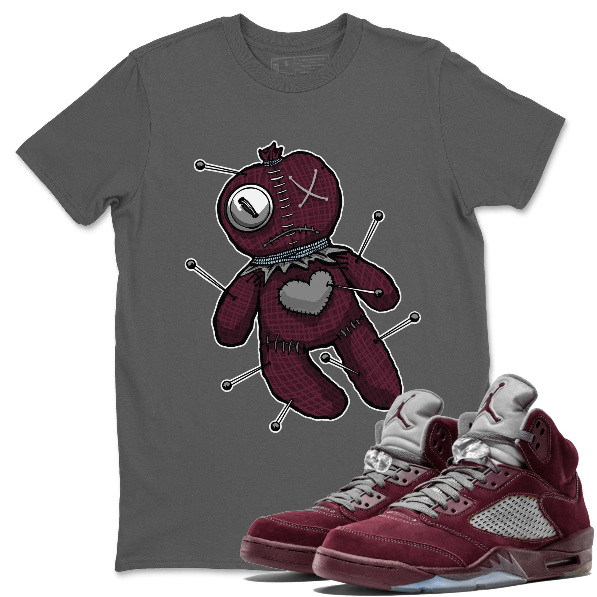 Linen Voodoo Doll Unisex Tops - Air Jordan 5 Burgundy