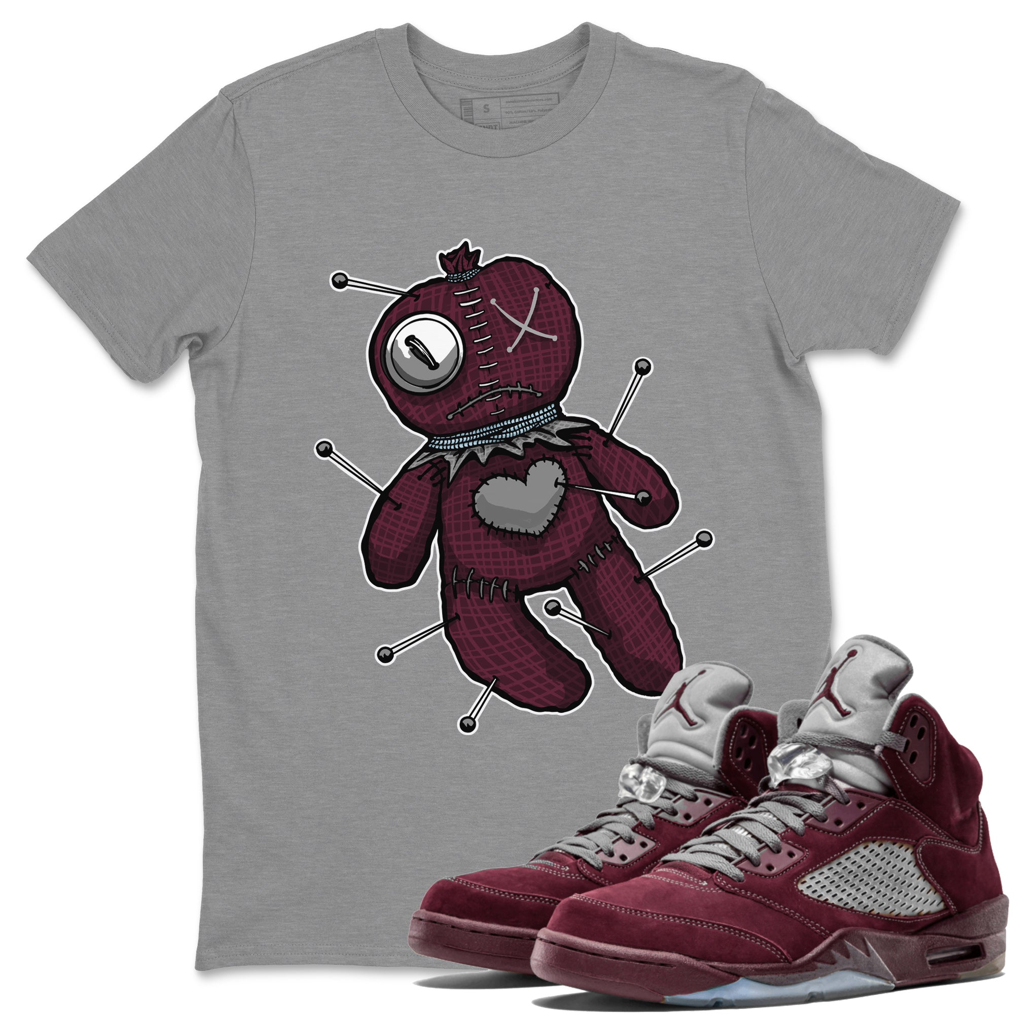 Linen Voodoo Doll Unisex Tops - Air Jordan 5 Burgundy