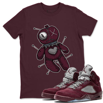 Linen Voodoo Doll Unisex Tops - Air Jordan 5 Burgundy
