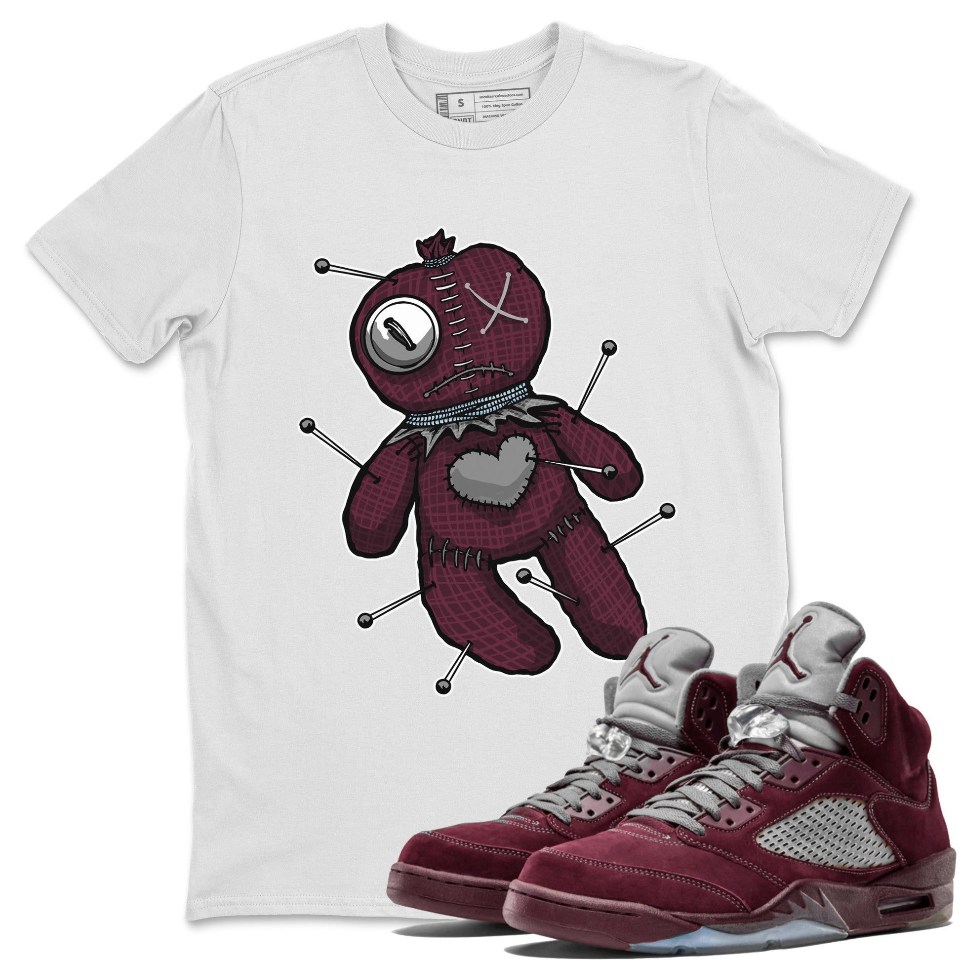 Linen Voodoo Doll Unisex Tops - Air Jordan 5 Burgundy