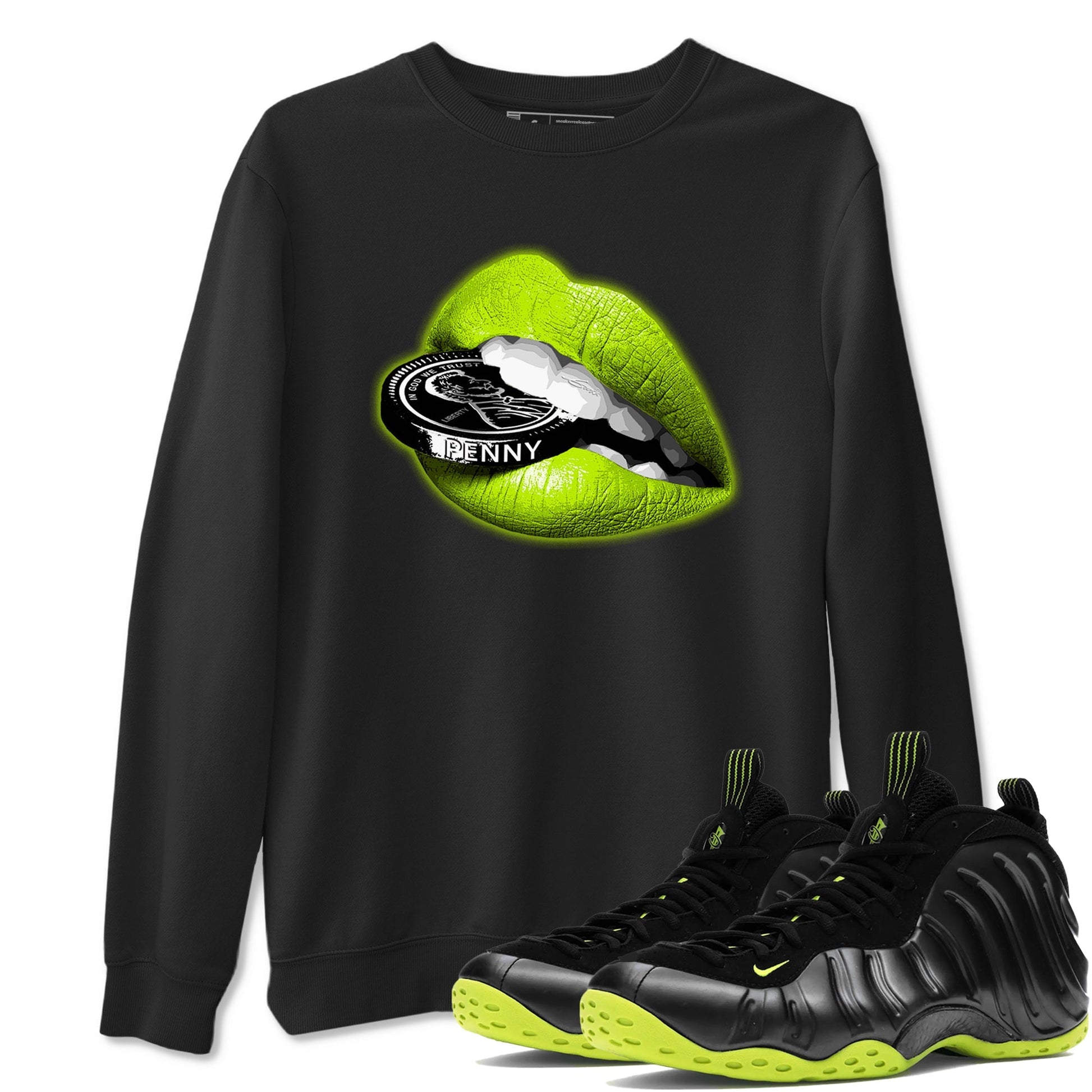 Lips Coin Sneaker Tees - Air Foamposite One Black Volt