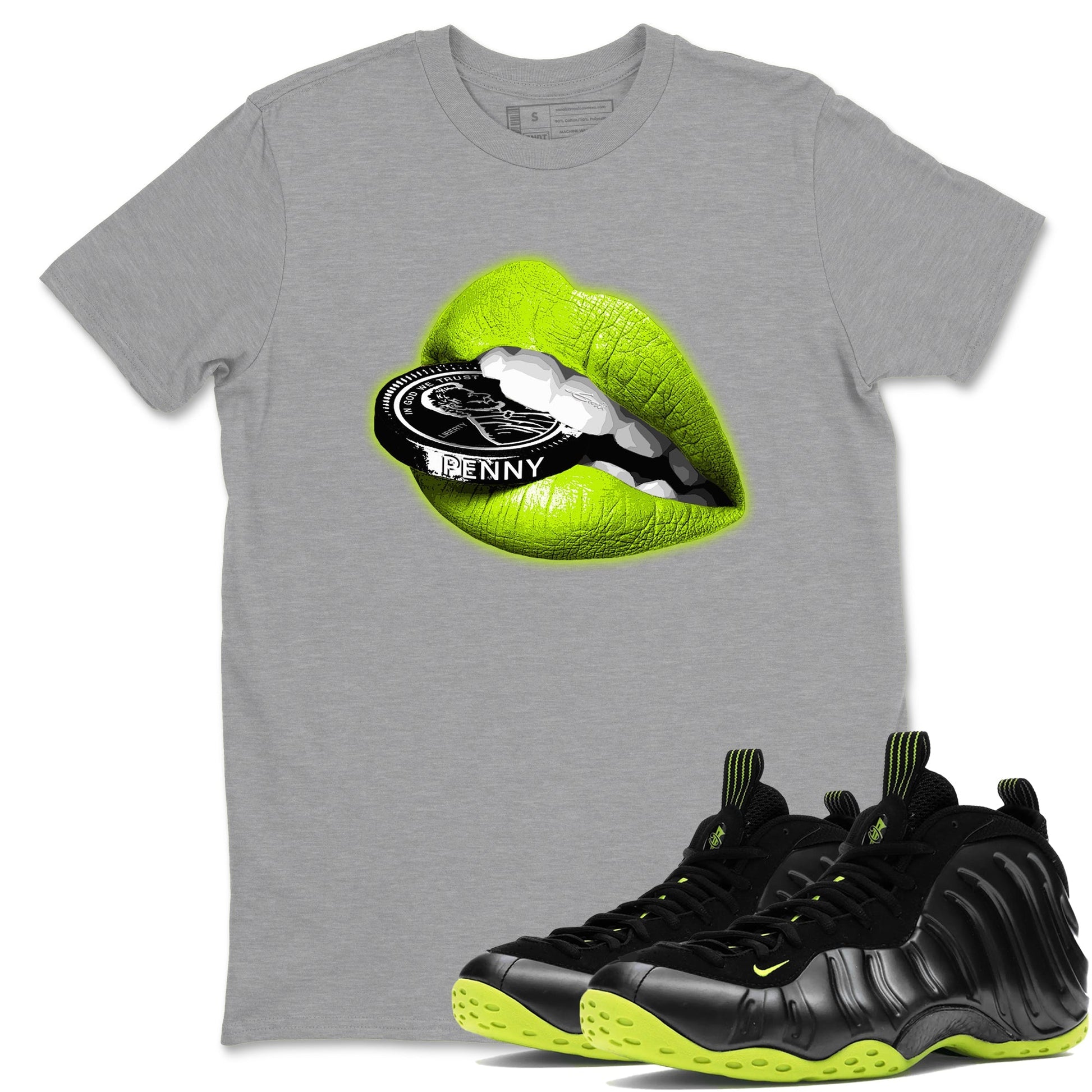 Lips Coin Sneaker Tees - Air Foamposite One Black Volt