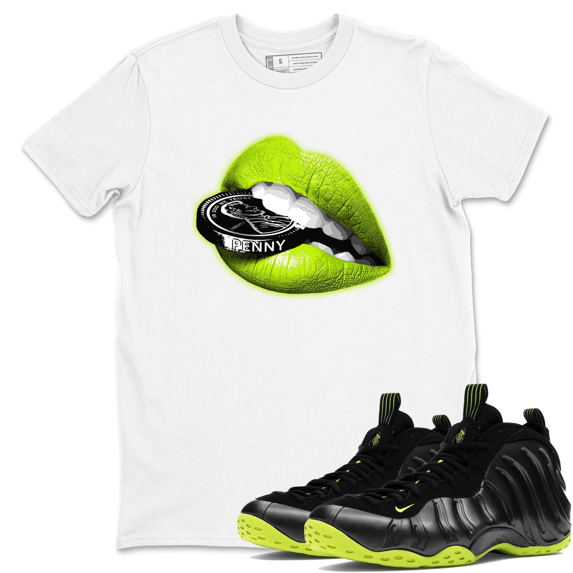 Lips Coin Sneaker Tees - Air Foamposite One Black Volt