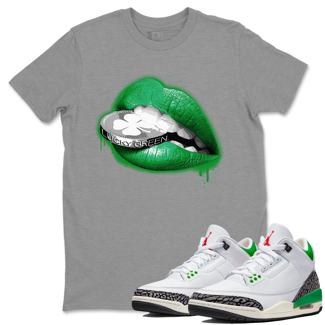 Lips Coin Unisex Tops - Air Jordan 3 Lucky Green
