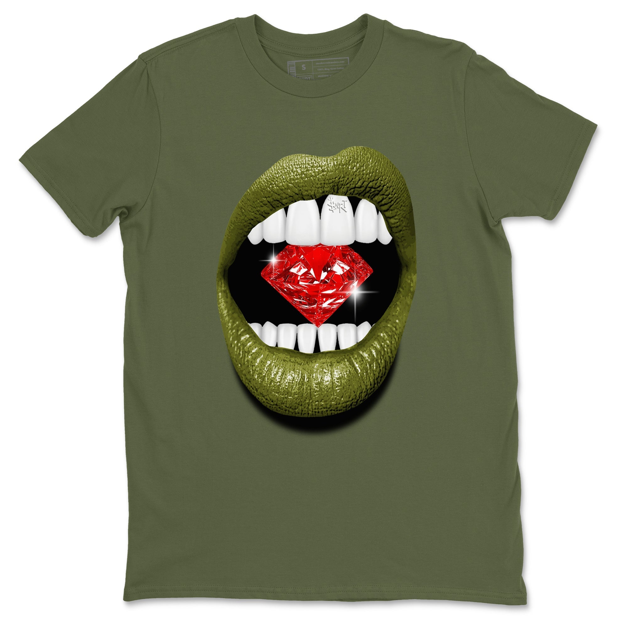 Lips Diamond Sneaker Tees - Air Jordan 1 Travis Scott Medium Olive