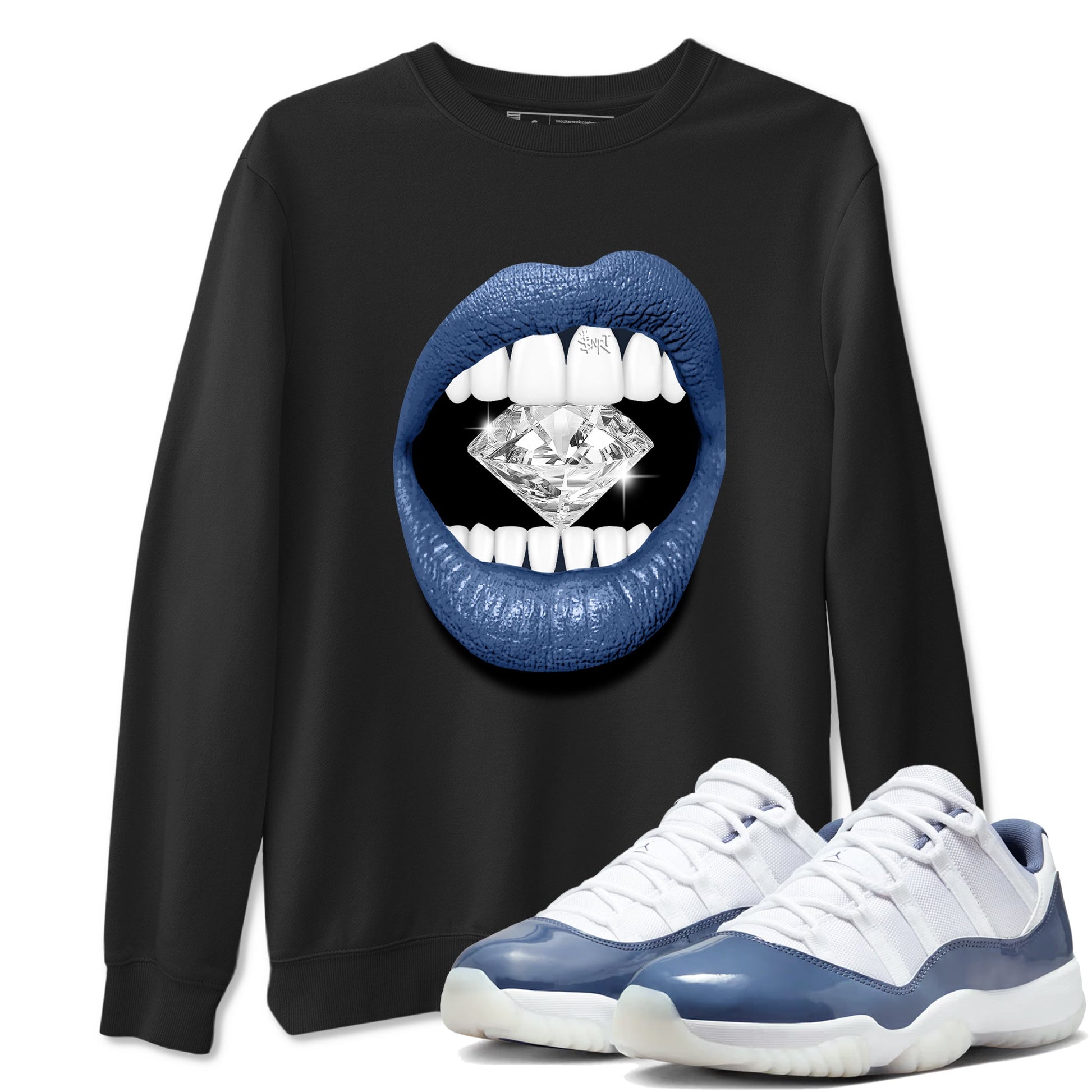 Lips Diamond Sneaker Tees - Air Jordan 11 Diffused Blue