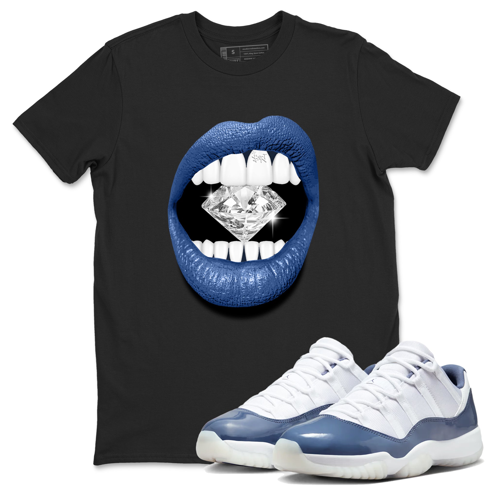 Lips Diamond Sneaker Tees - Air Jordan 11 Diffused Blue