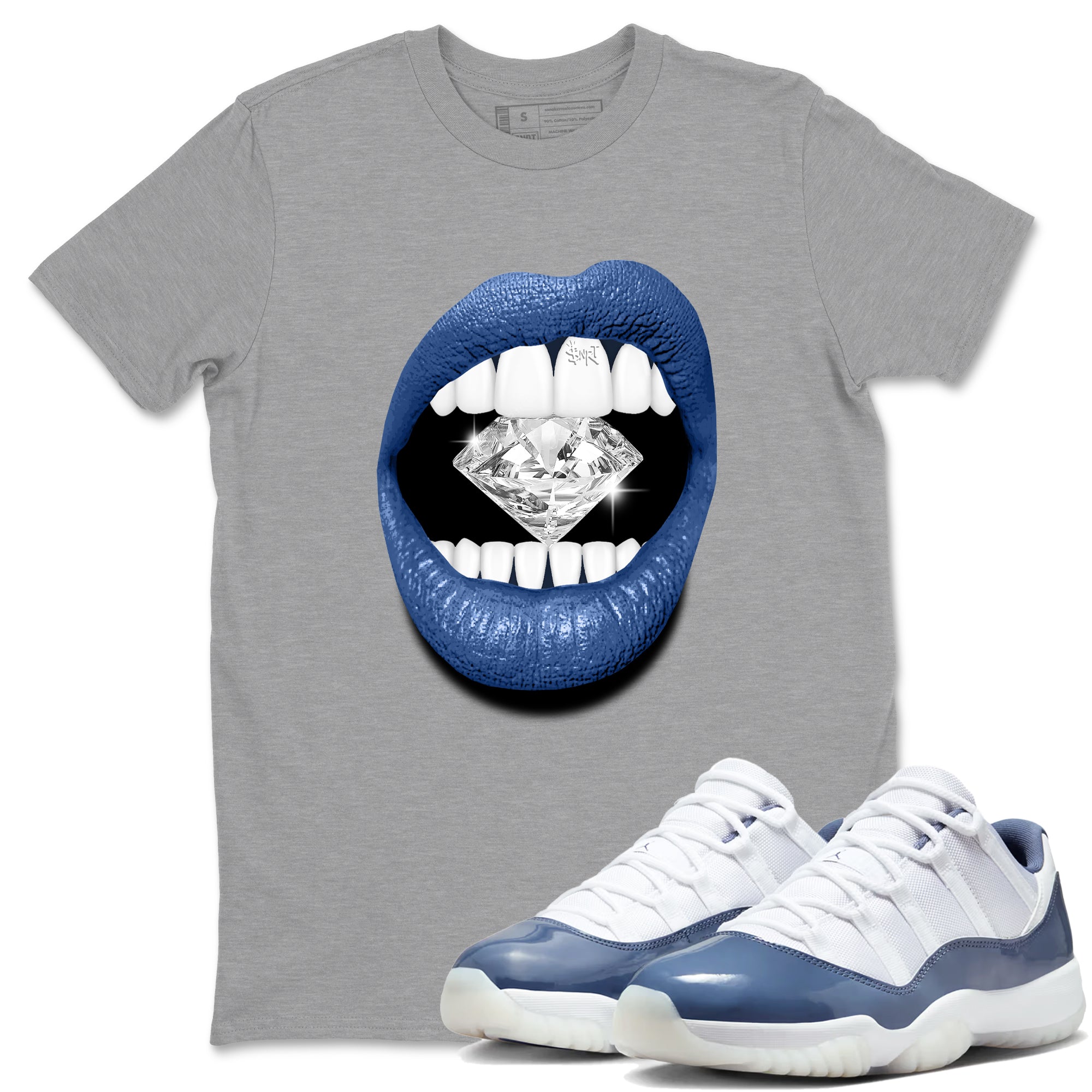 Lips Diamond Sneaker Tees - Air Jordan 11 Diffused Blue