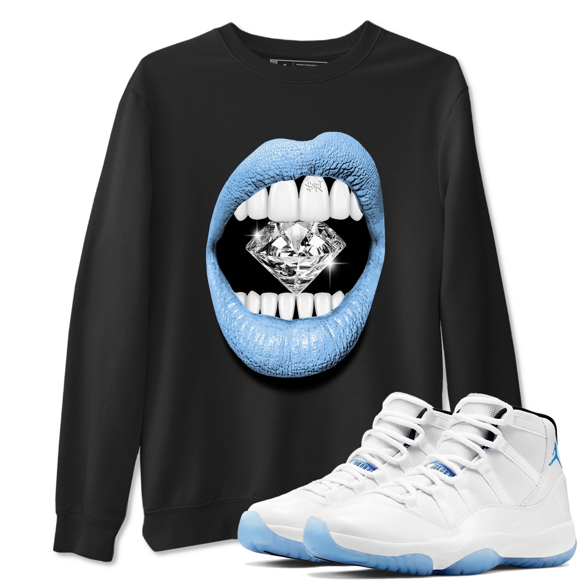 Lips Diamond Sneaker Tees - Air Jordan 11 Legend Blue