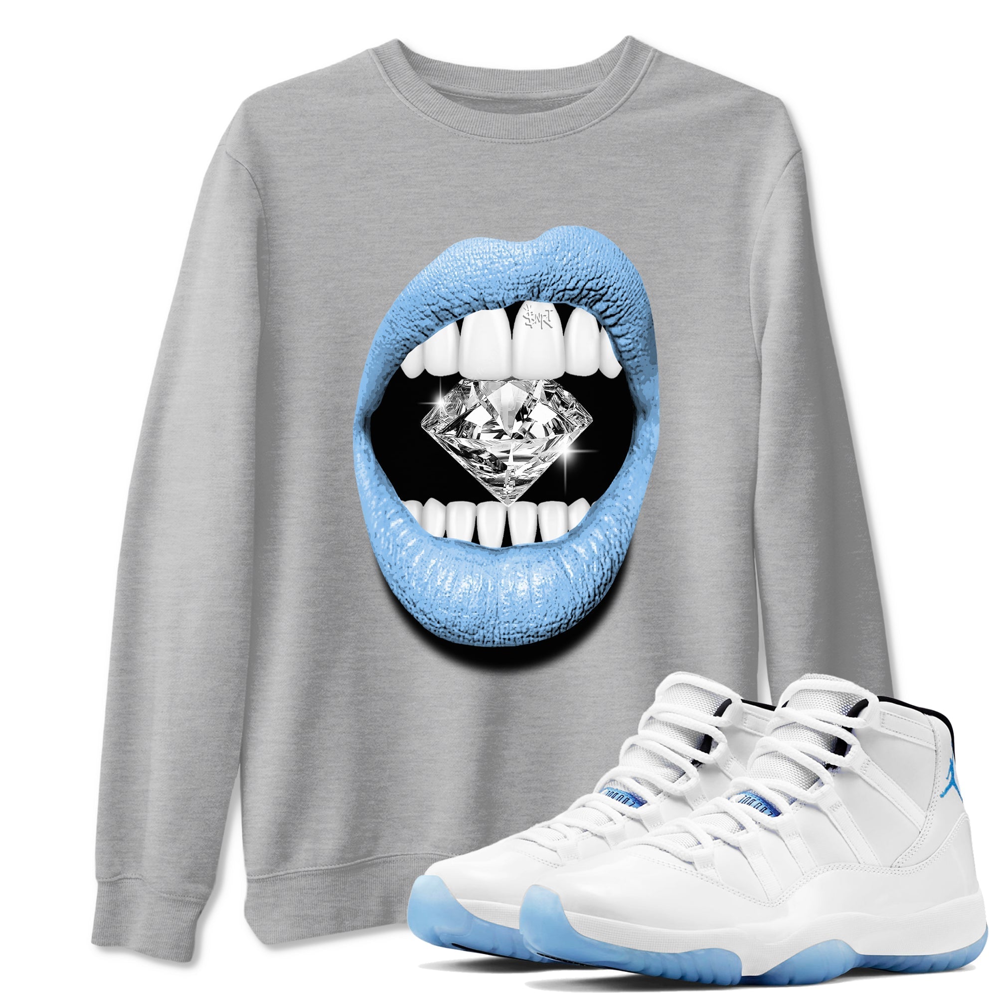 Lips Diamond Sneaker Tees - Air Jordan 11 Legend Blue