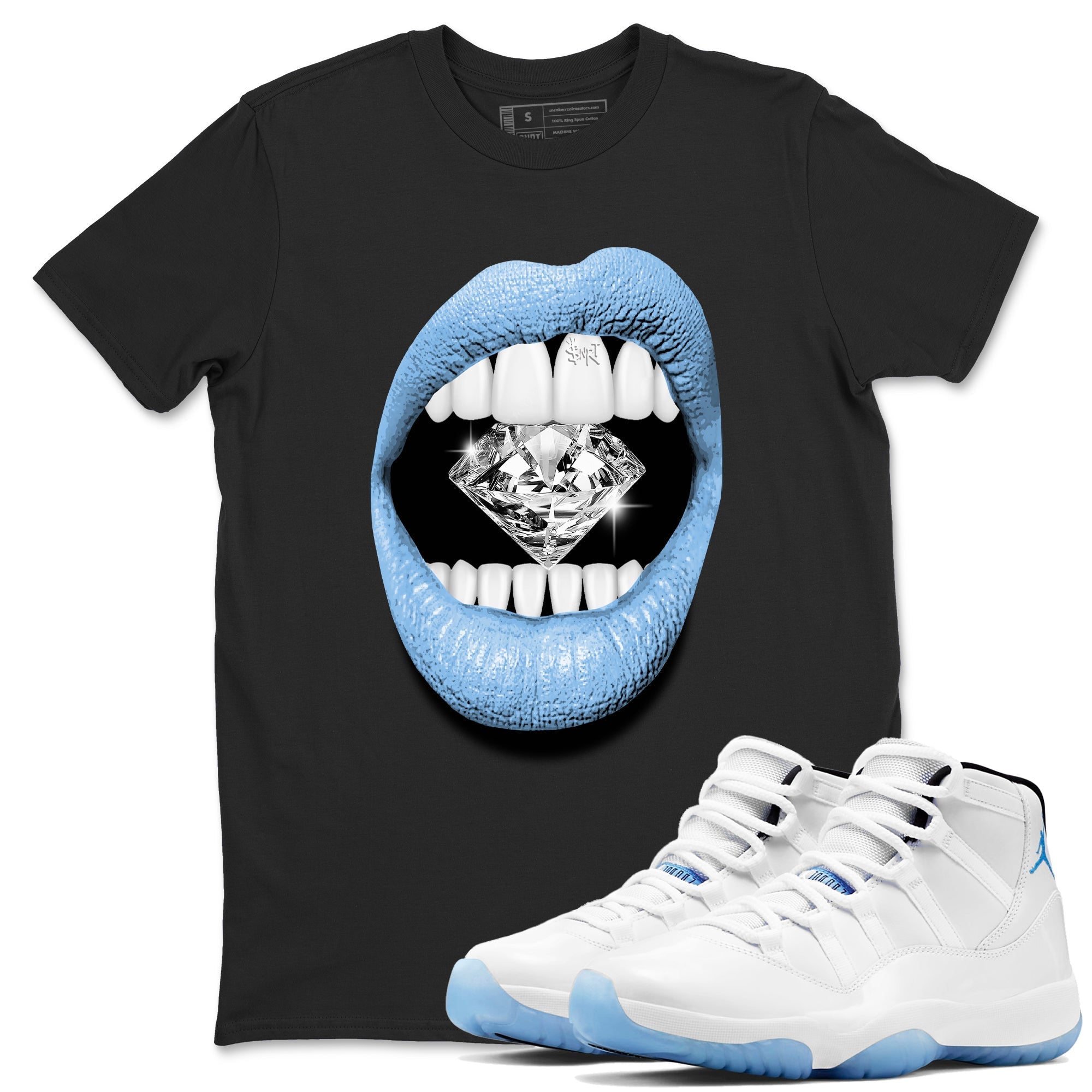 Lips Diamond Sneaker Tees - Air Jordan 11 Legend Blue