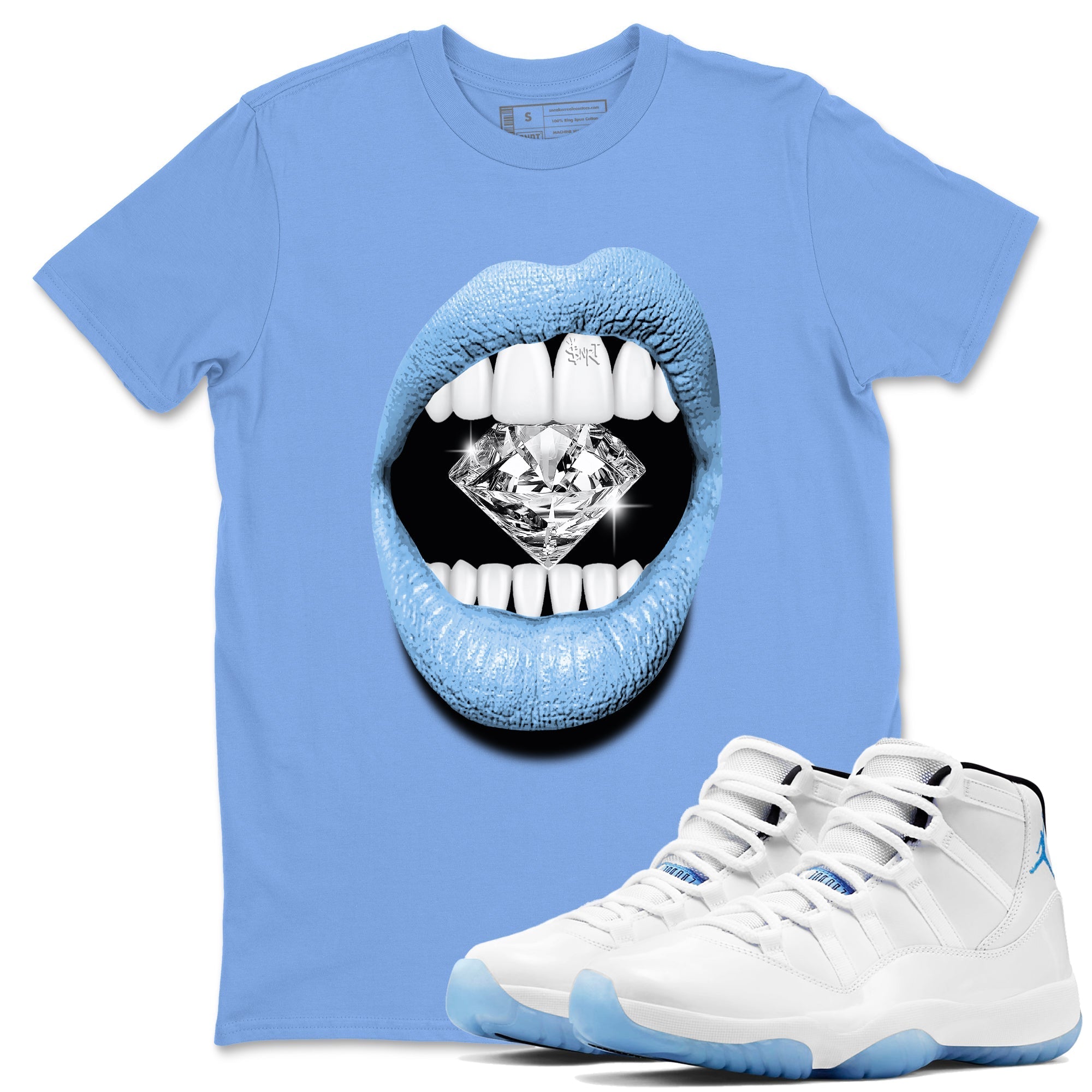 Lips Diamond Sneaker Tees - Air Jordan 11 Legend Blue