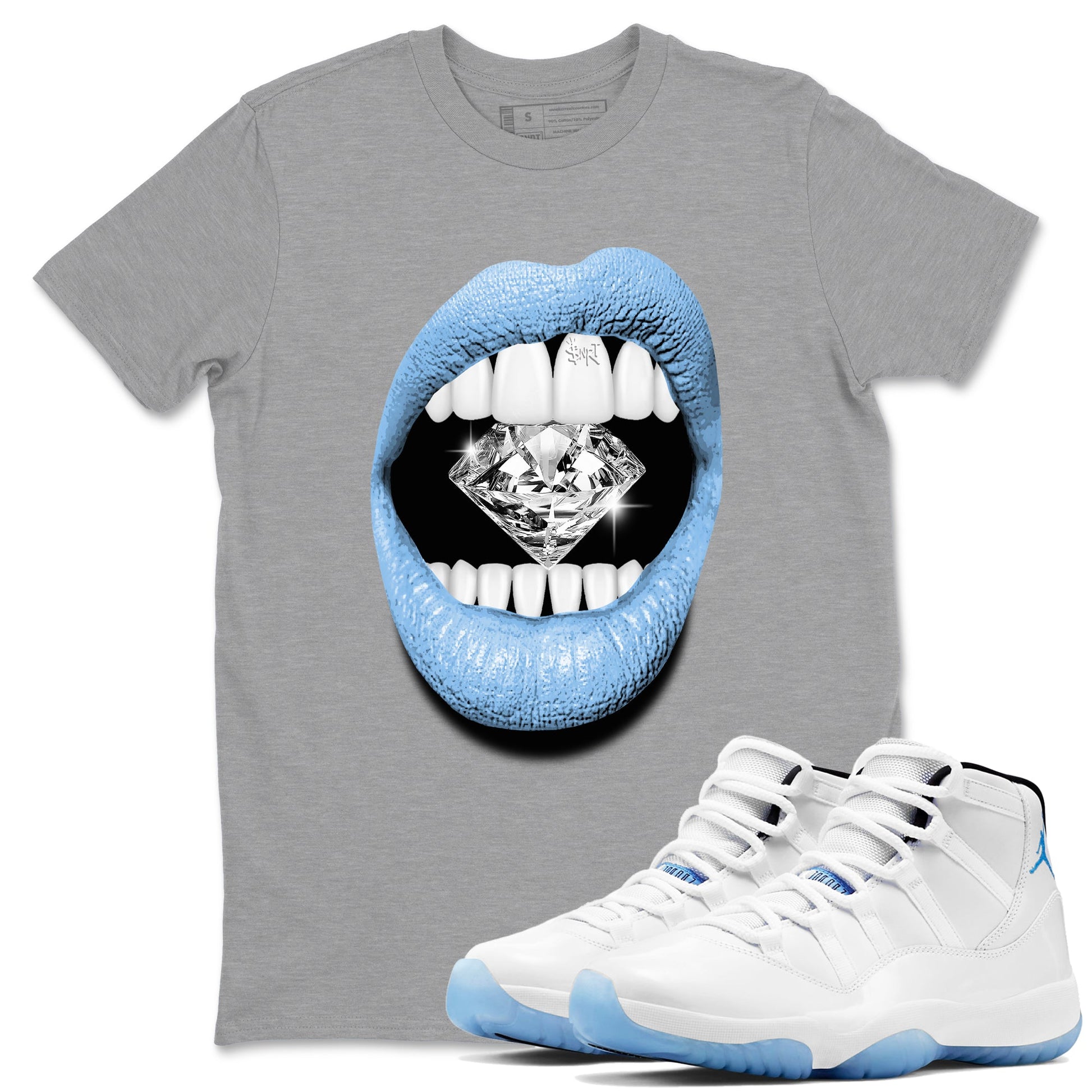 Lips Diamond Sneaker Tees - Air Jordan 11 Legend Blue