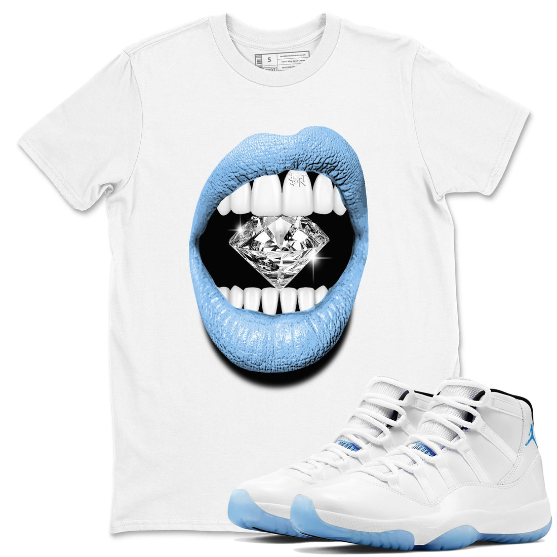 Lips Diamond Sneaker Tees - Air Jordan 11 Legend Blue