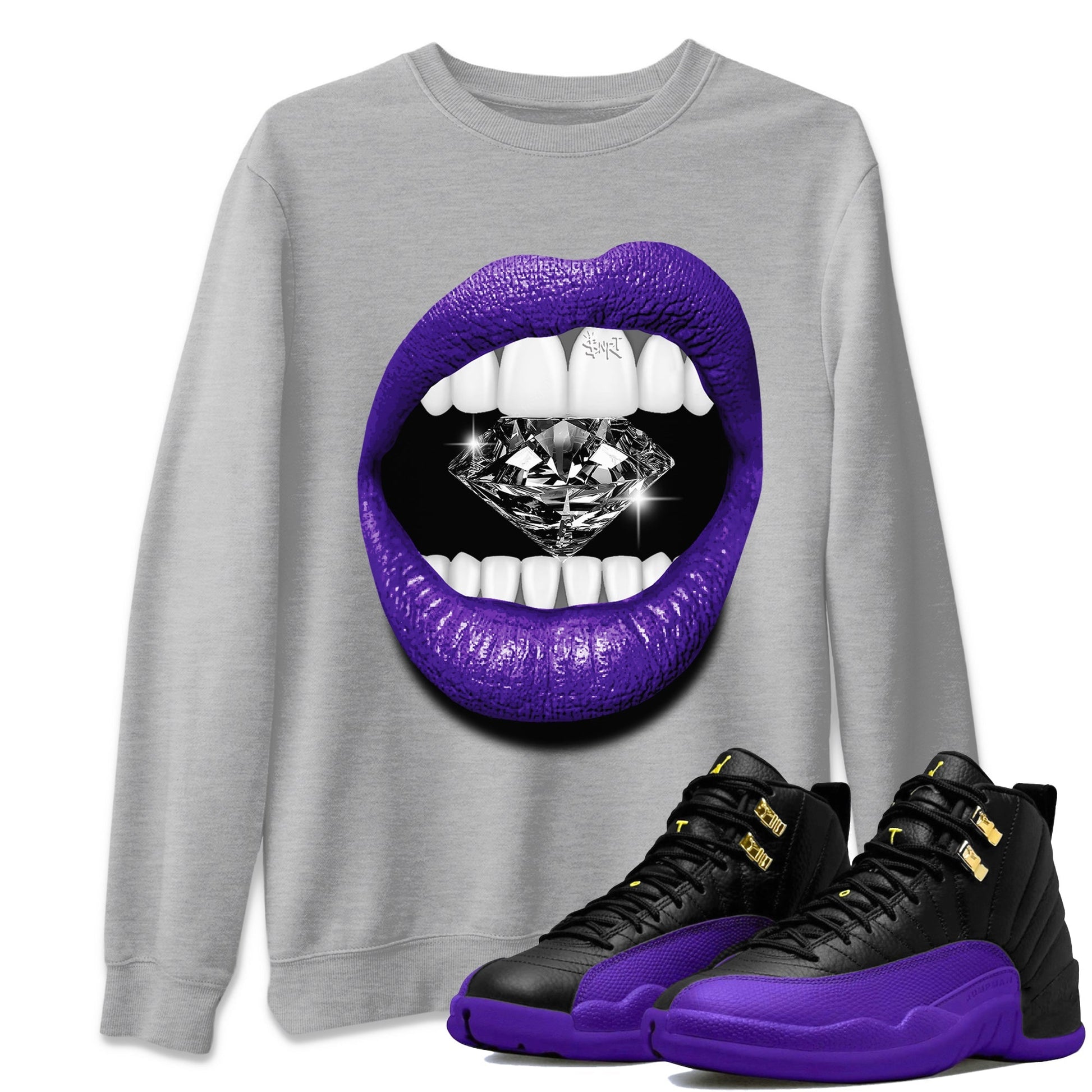 Lips Diamond Unisex Tops - Air Jordan 12 Field Purple