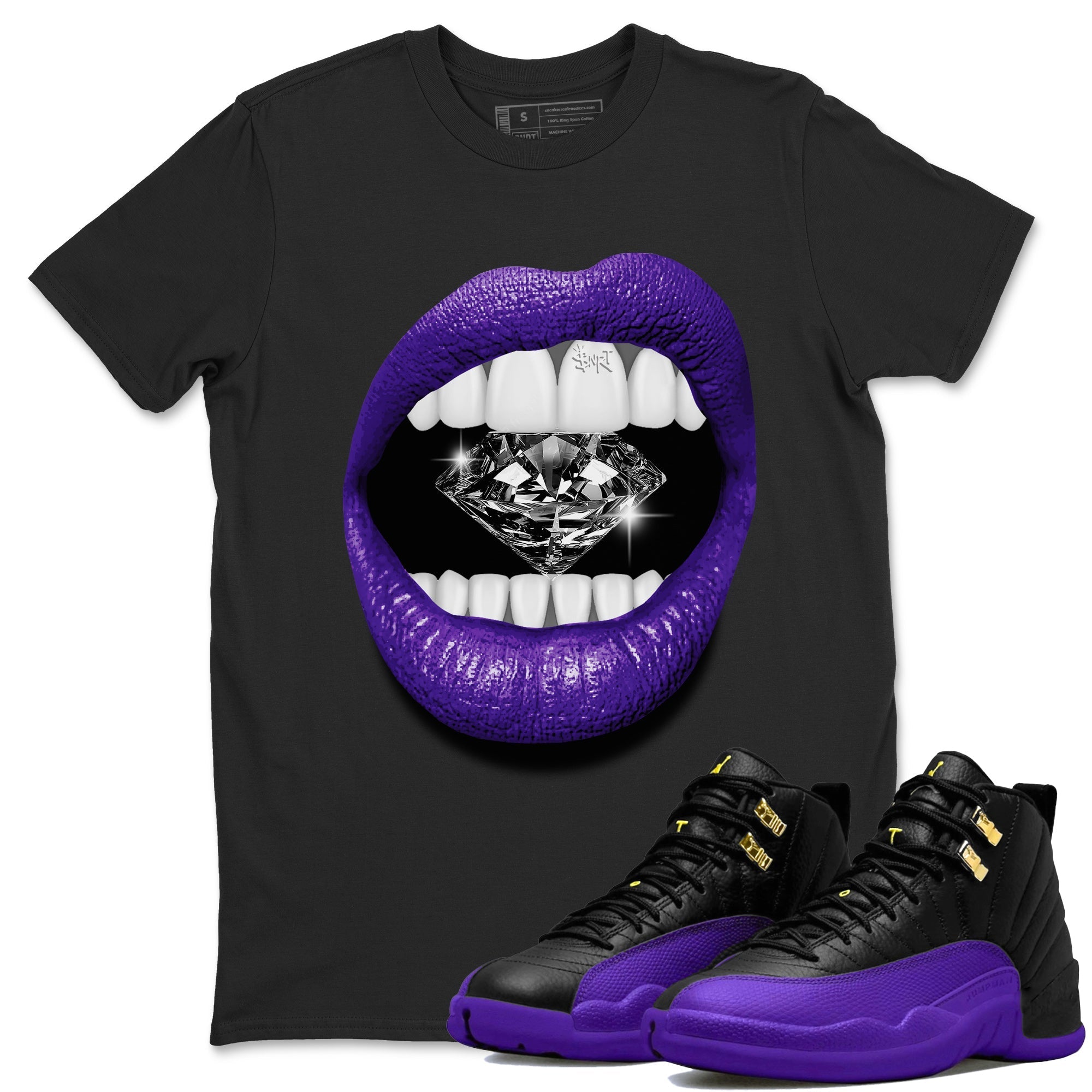 Lips Diamond Unisex Tops - Air Jordan 12 Field Purple