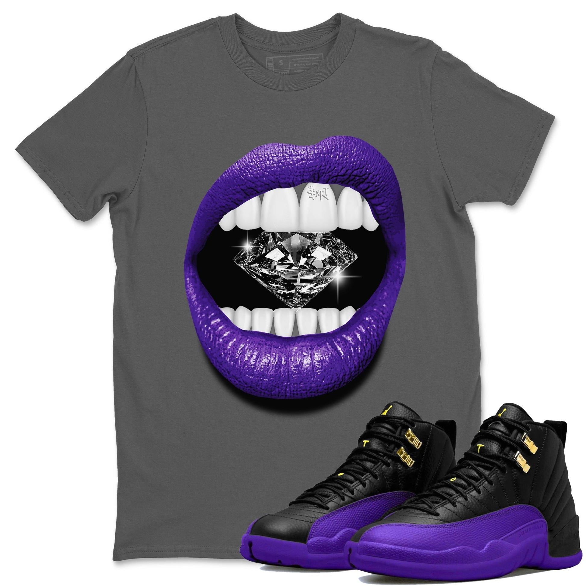 Lips Diamond Unisex Tops - Air Jordan 12 Field Purple