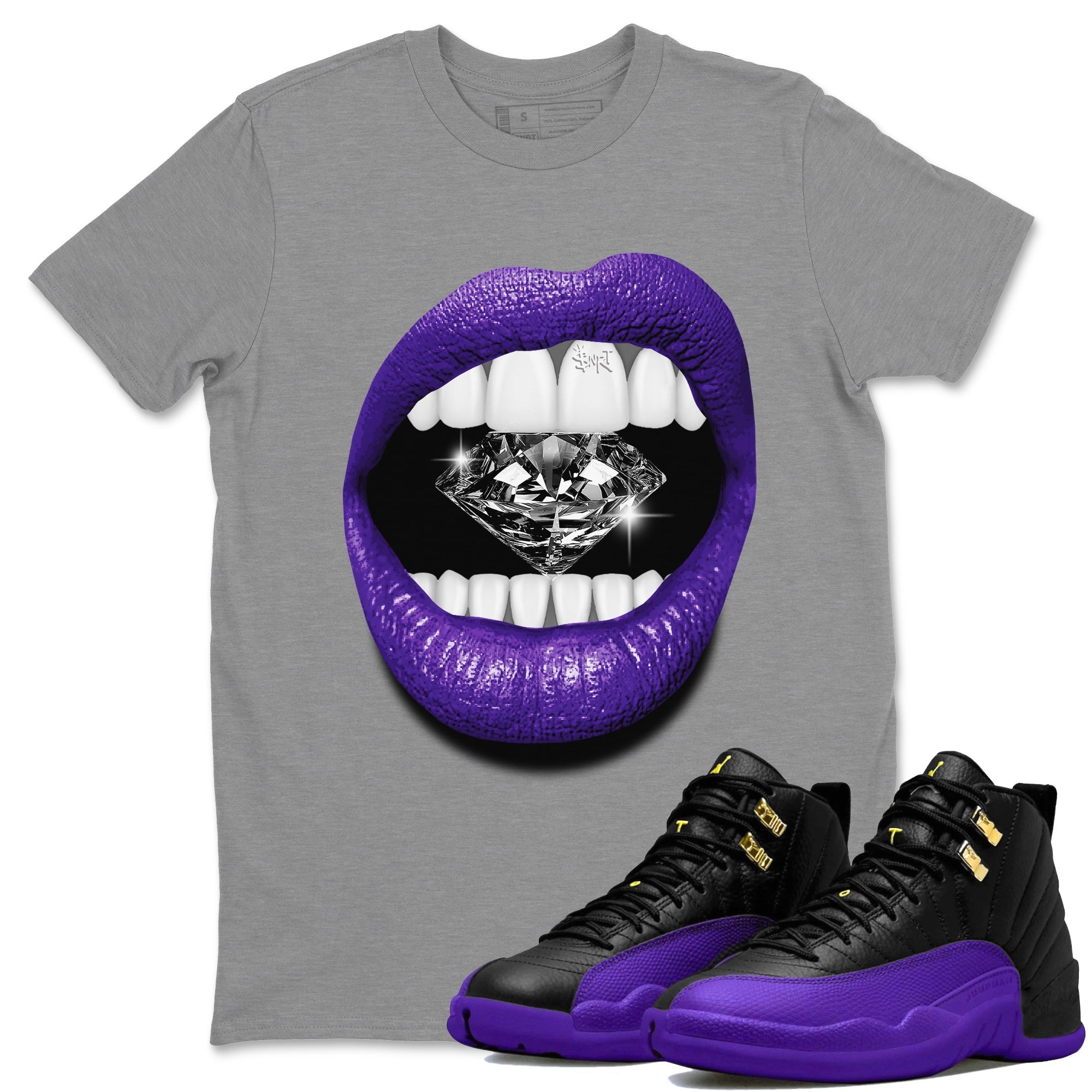 Lips Diamond Unisex Tops - Air Jordan 12 Field Purple