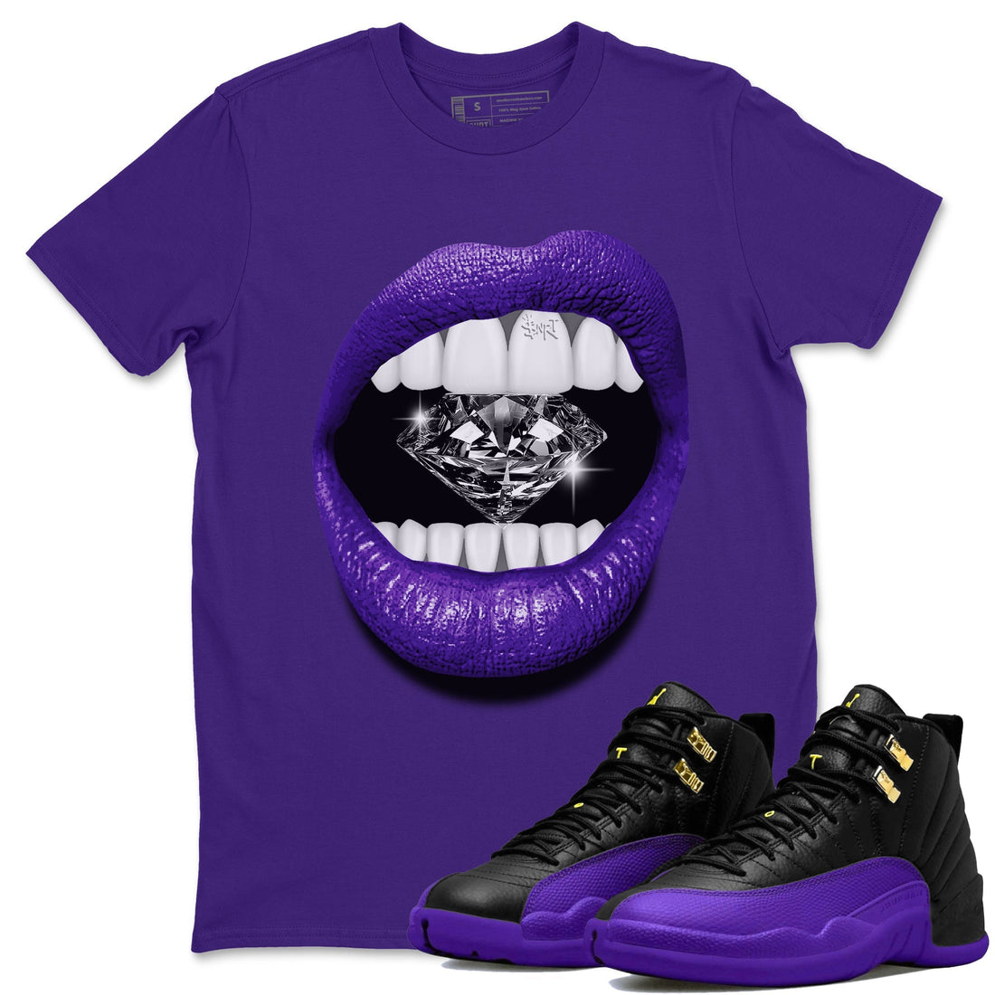Lips Diamond Unisex Tops - Air Jordan 12 Field Purple