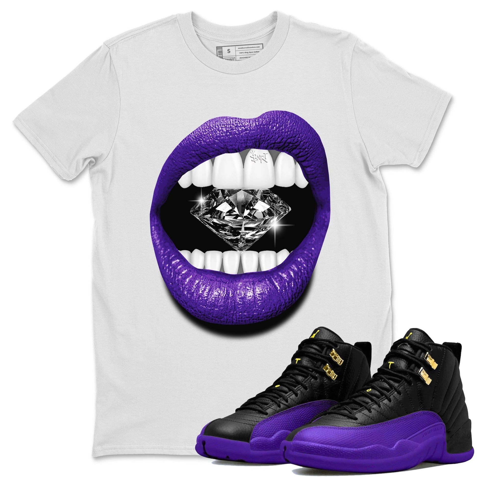 Lips Diamond Unisex Tops - Air Jordan 12 Field Purple