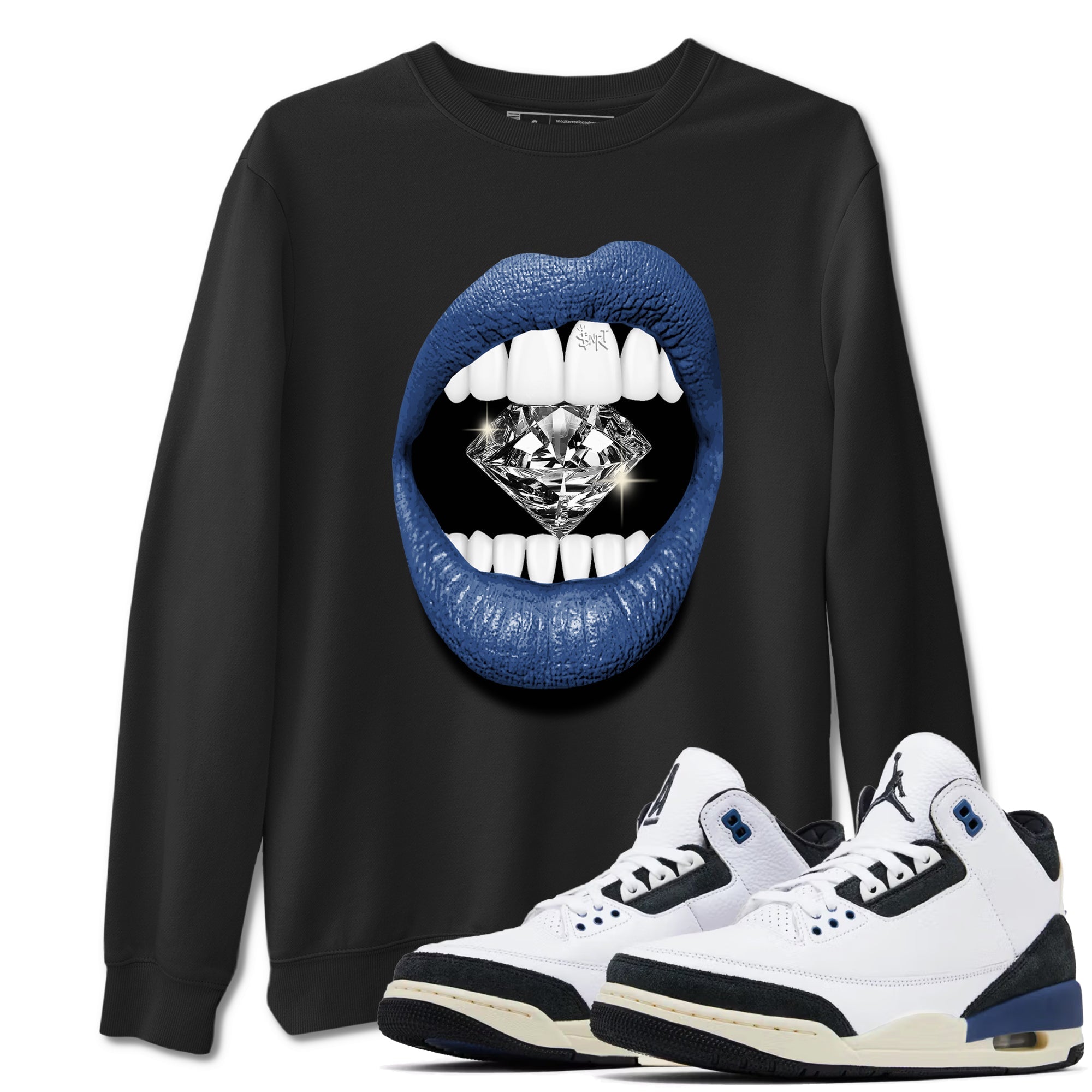 Lips Diamond Sneaker Tees - Air Jordan 3 A Ma Maniere x Diffused Blue