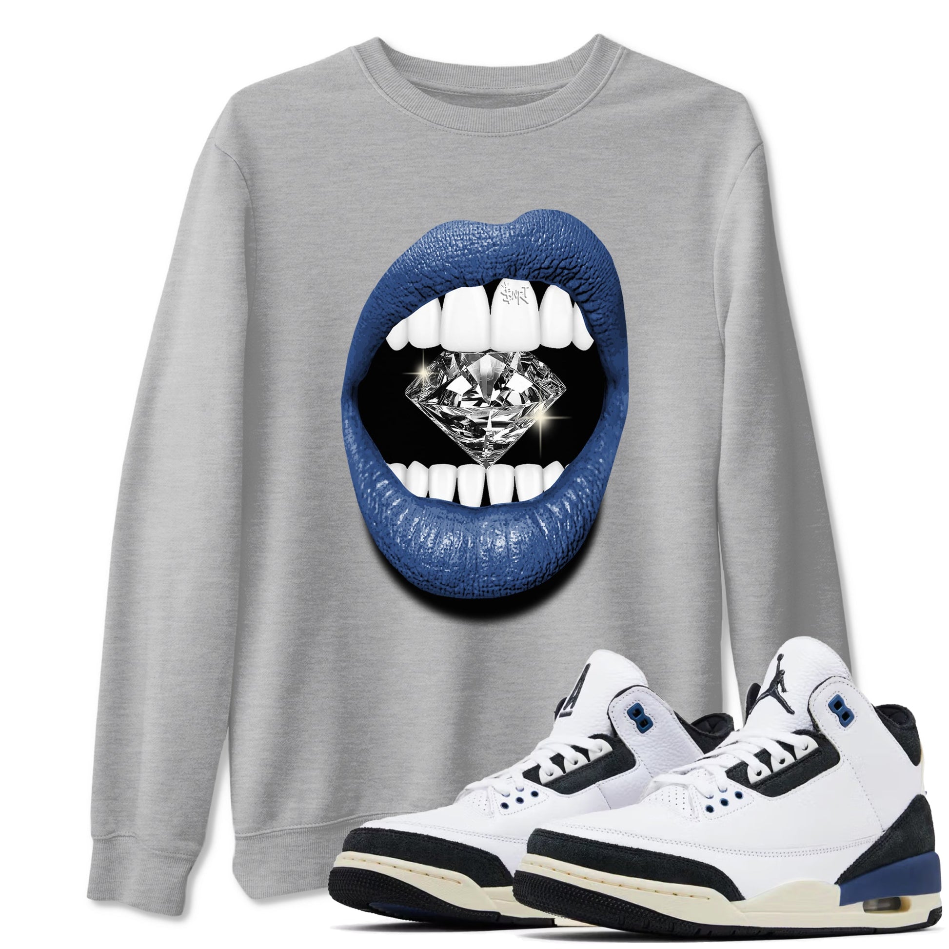 Lips Diamond Sneaker Tees - Air Jordan 3 A Ma Maniere x Diffused Blue