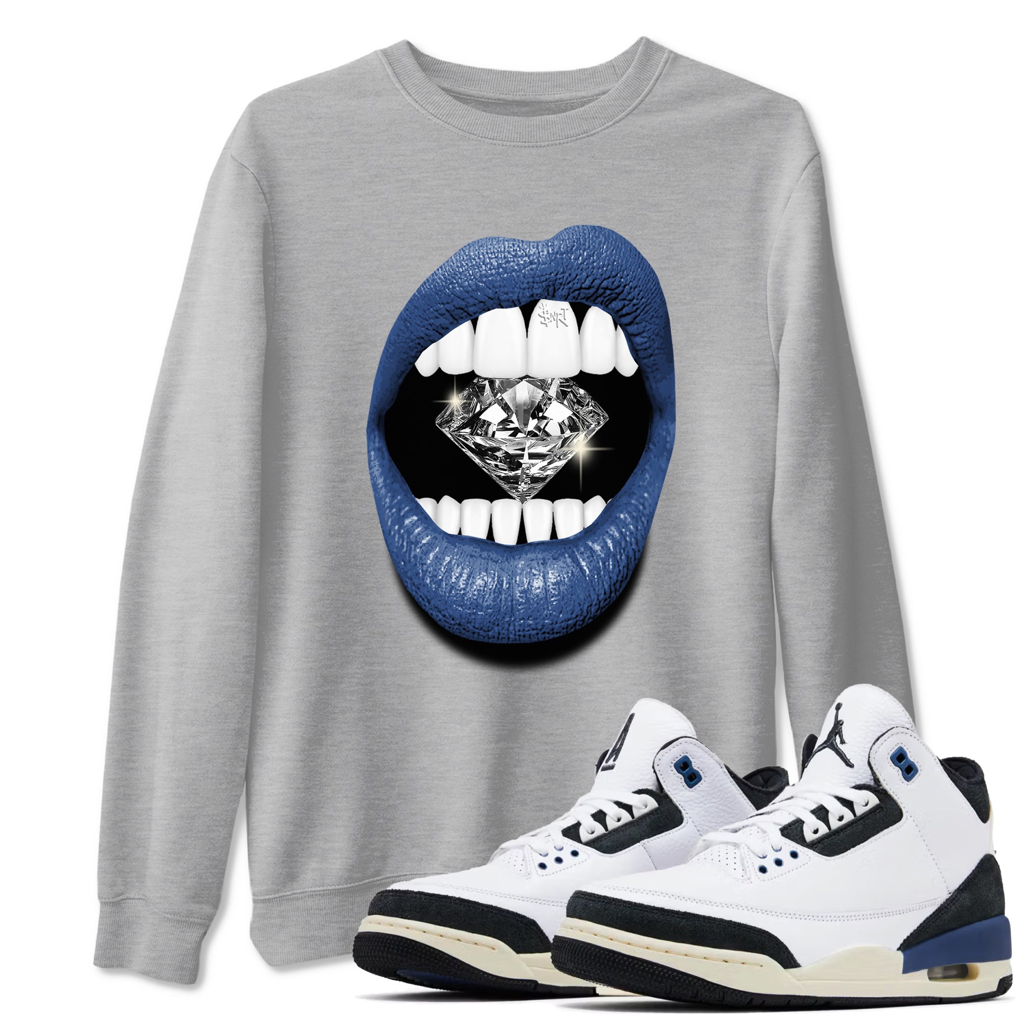 Lips Diamond Sneaker Tees - Air Jordan 3 A Ma Maniere x Diffused Blue