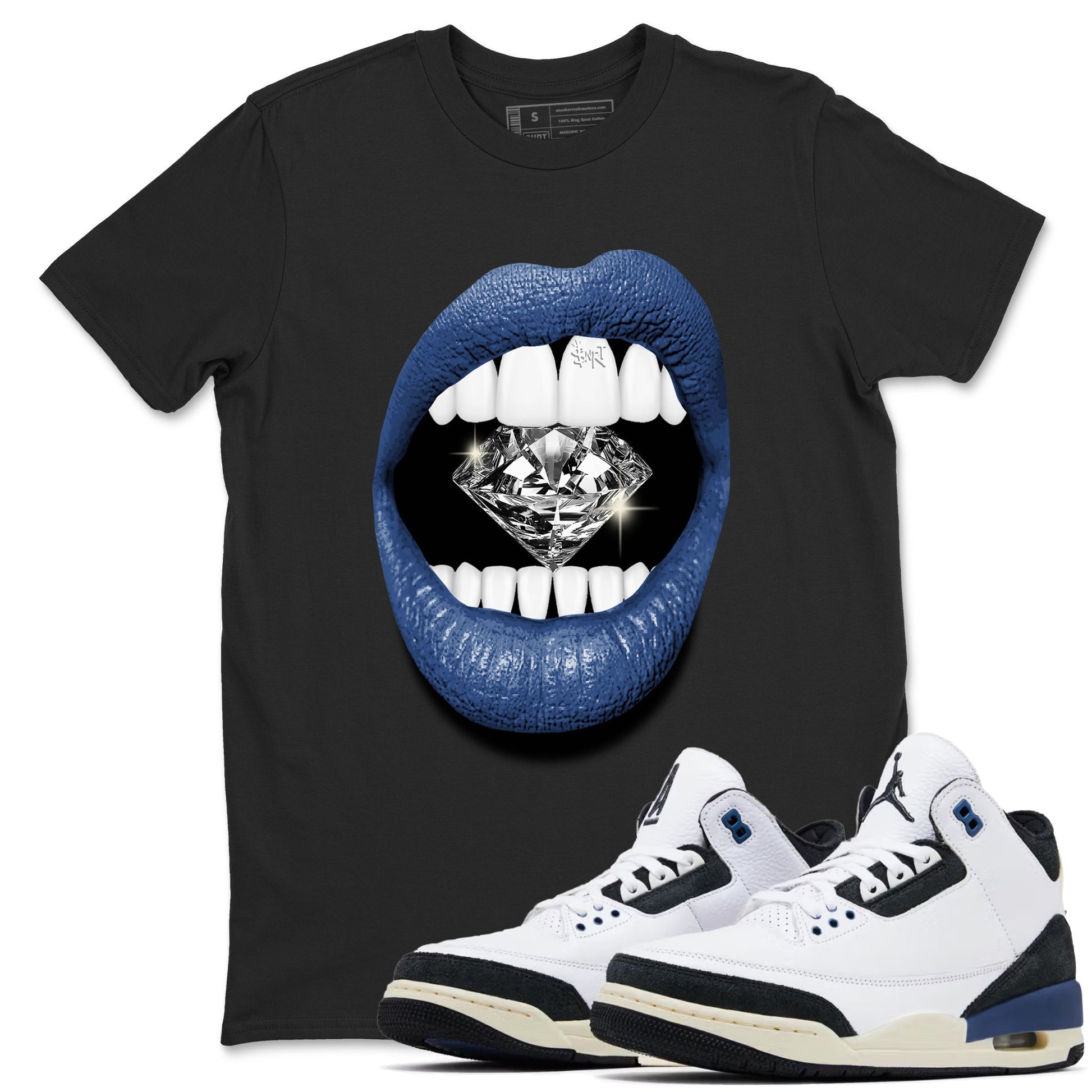 Lips Diamond Sneaker Tees - Air Jordan 3 A Ma Maniere x Diffused Blue