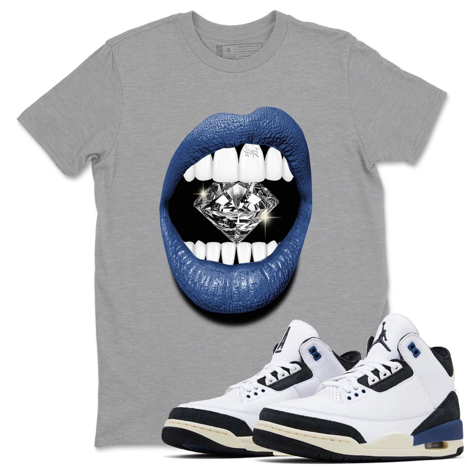 Lips Diamond Sneaker Tees - Air Jordan 3 A Ma Maniere x Diffused Blue