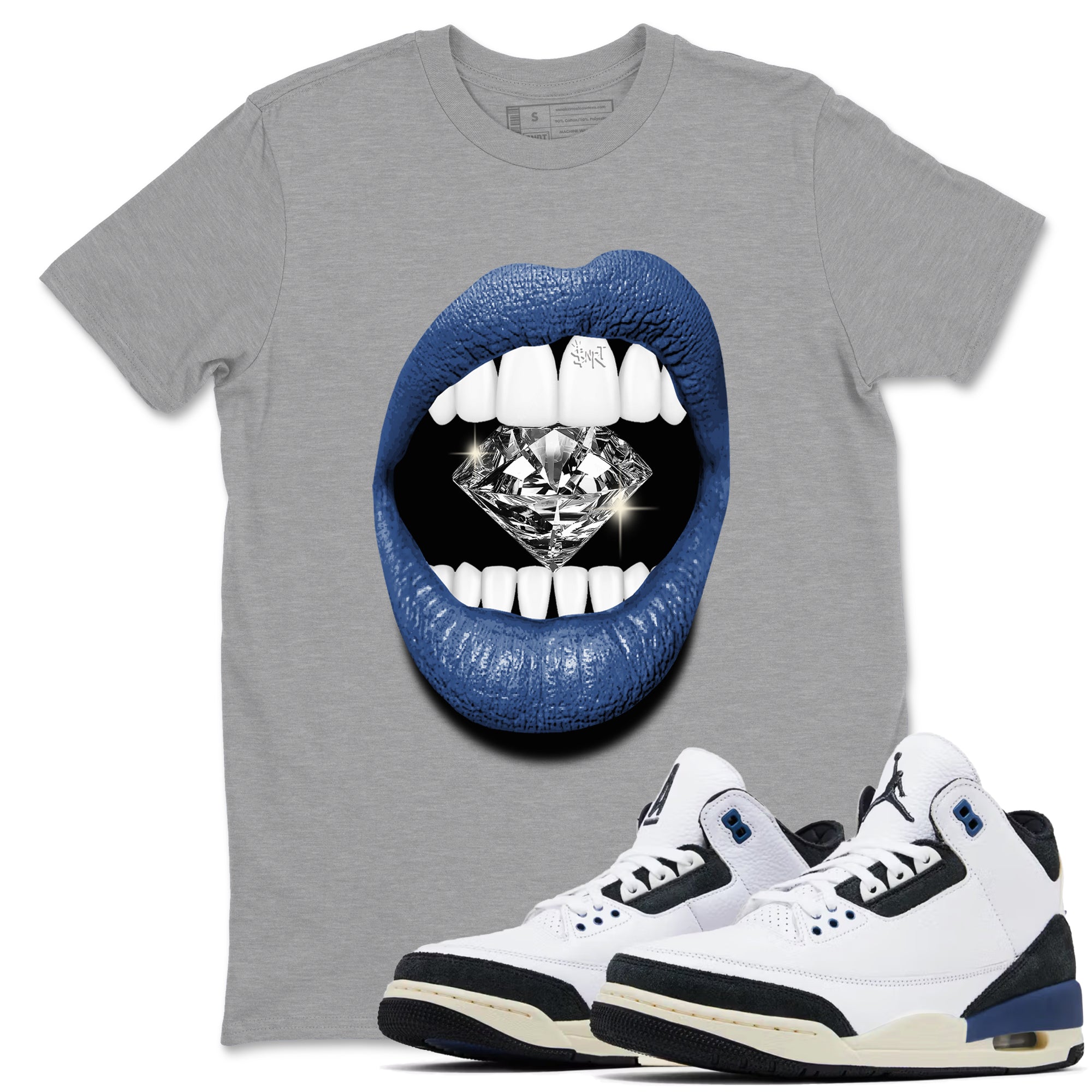 Lips Diamond Sneaker Tees - Air Jordan 3 A Ma Maniere x Diffused Blue