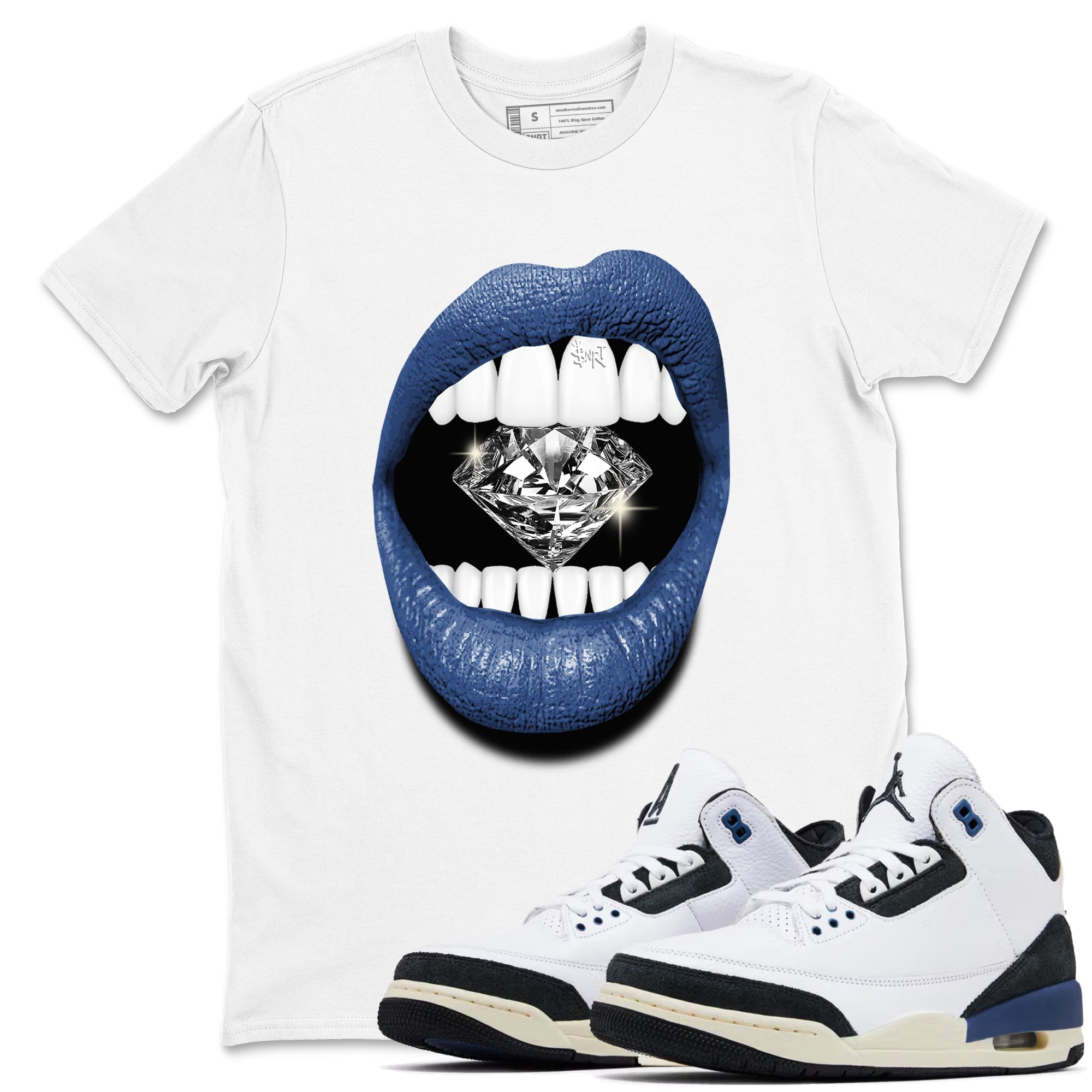 Lips Diamond Sneaker Tees - Air Jordan 3 A Ma Maniere x Diffused Blue