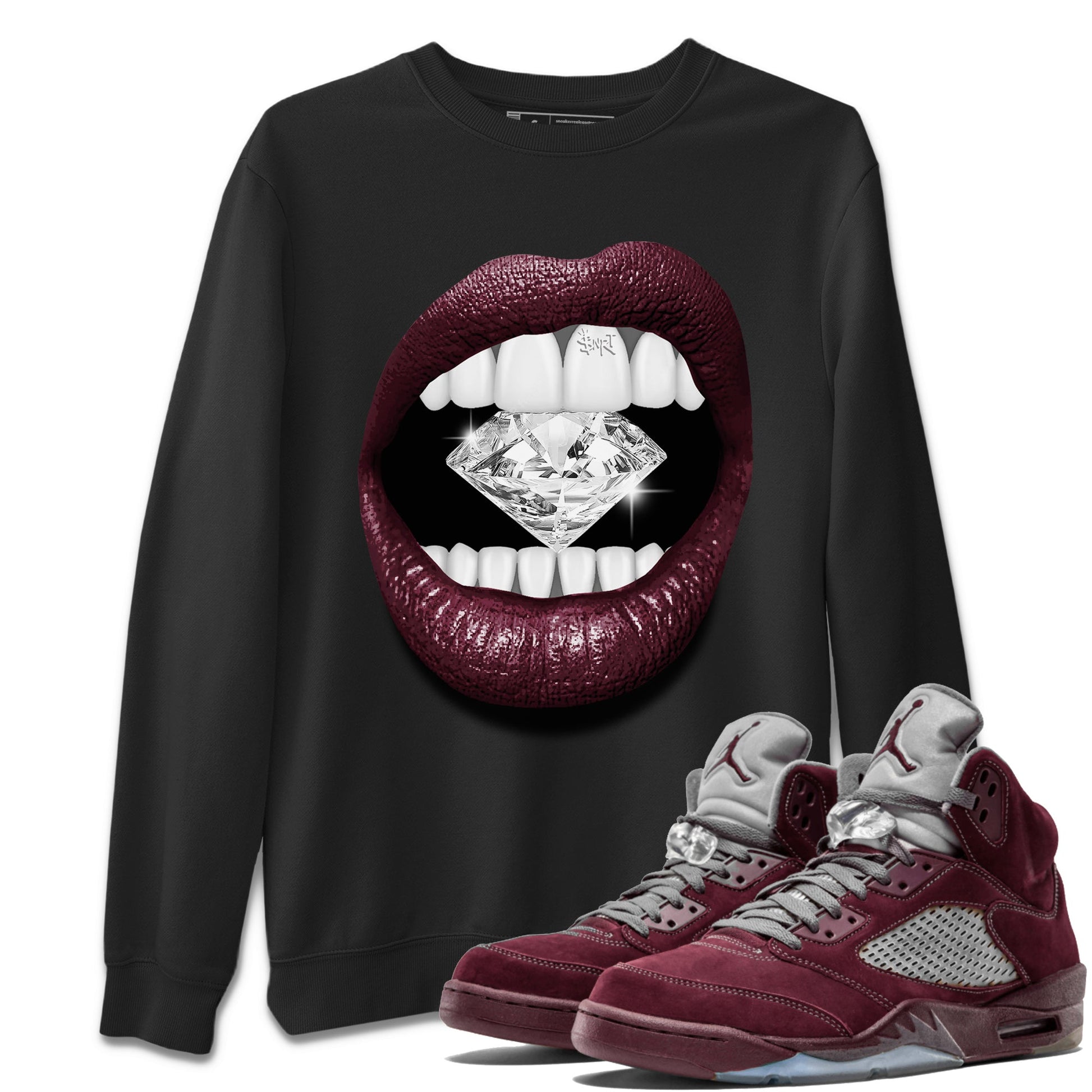 Lips Diamond Unisex Tops - Air Jordan 5 Burgundy