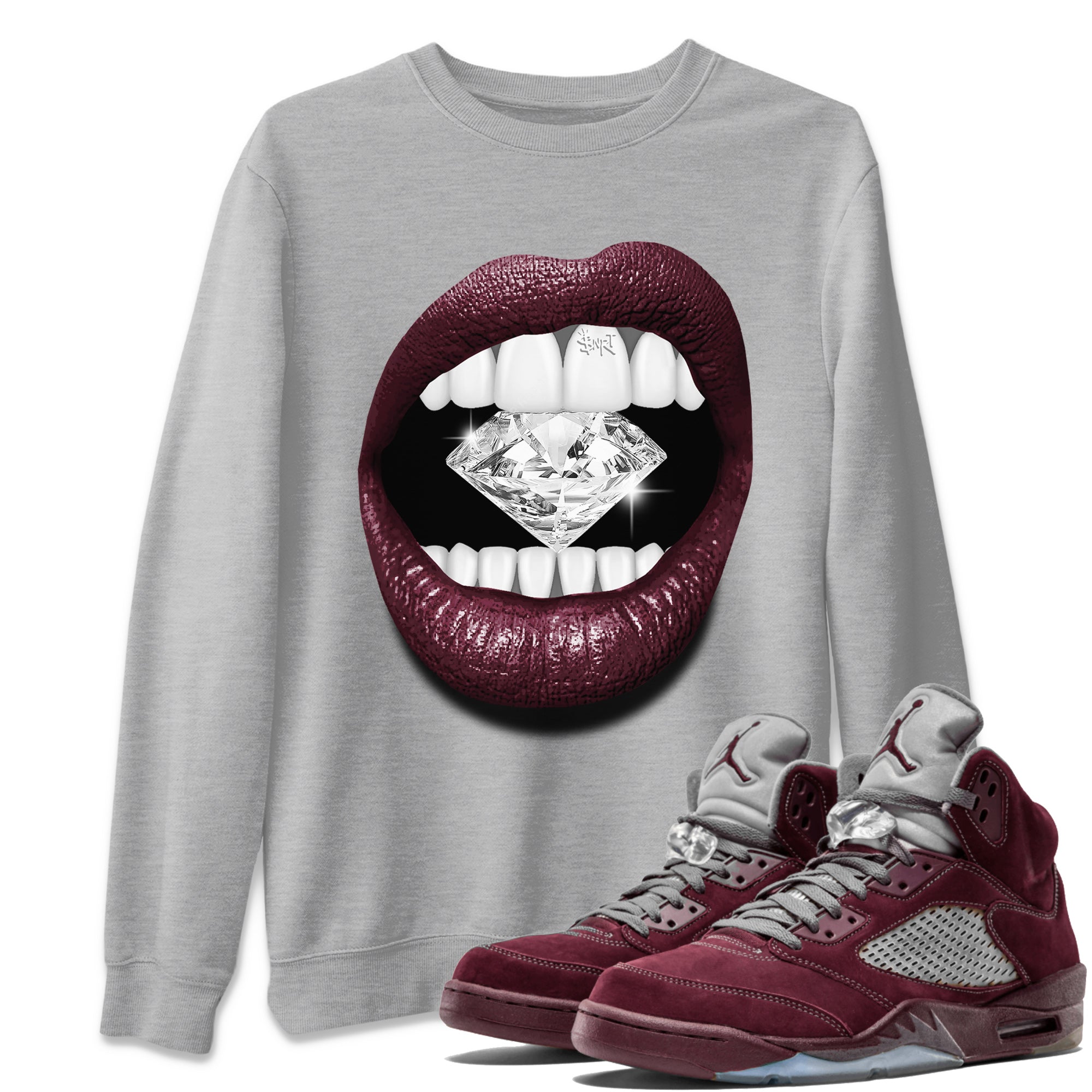Lips Diamond Unisex Tops - Air Jordan 5 Burgundy