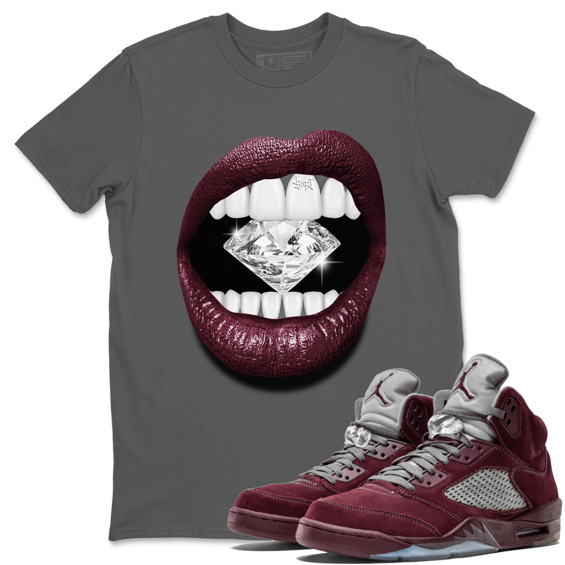 Lips Diamond Unisex Tops - Air Jordan 5 Burgundy
