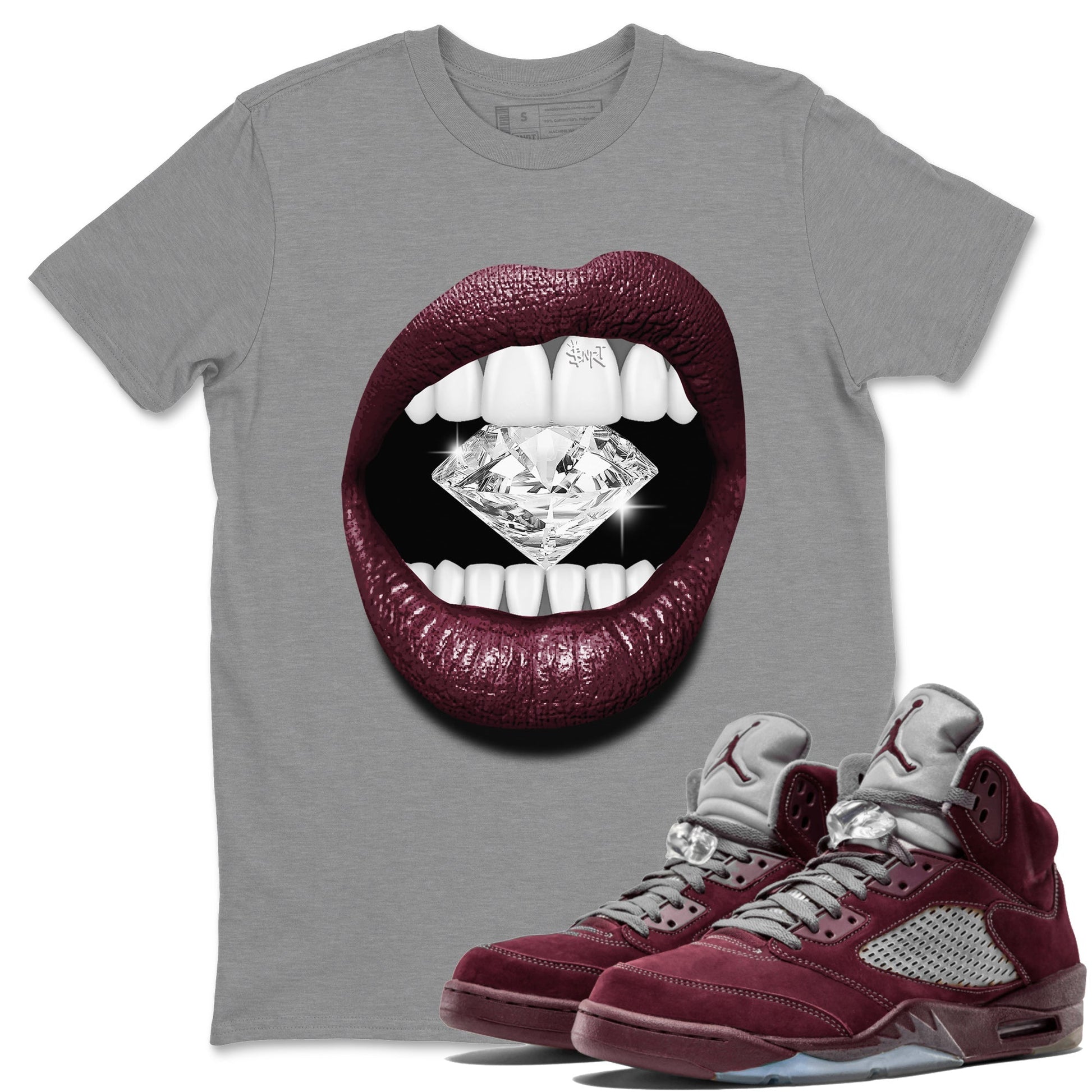 Lips Diamond Unisex Tops - Air Jordan 5 Burgundy