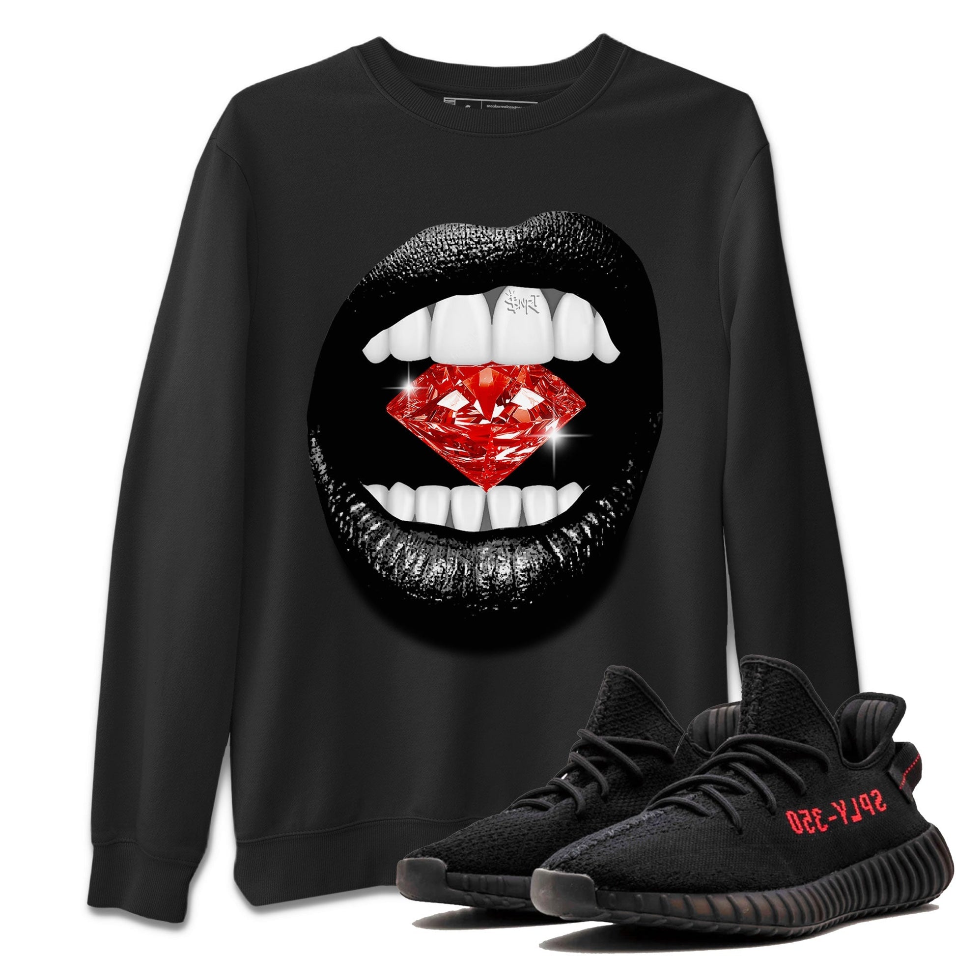 Lips Diamond Sneaker Tee - Yeezy 350 Bred