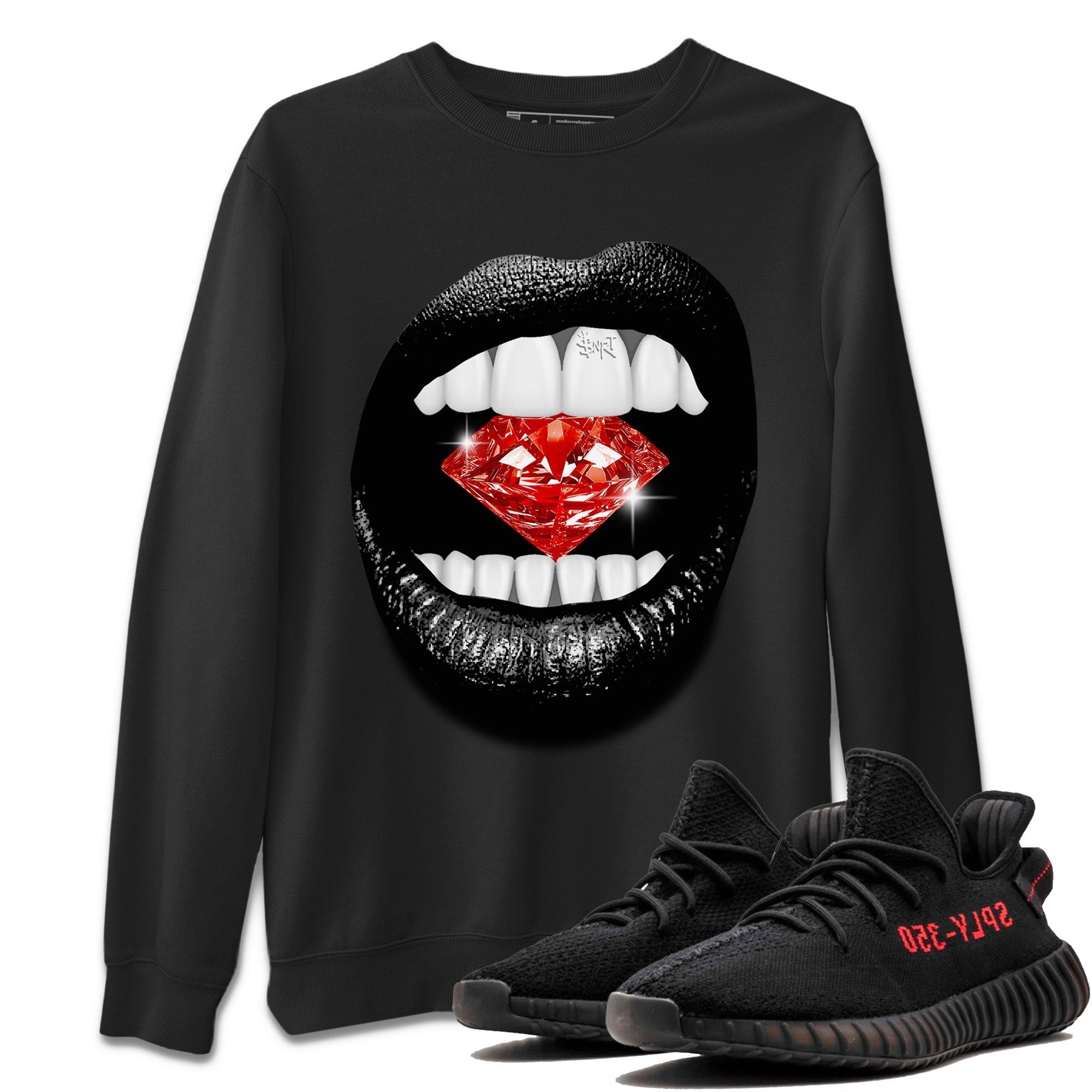 Lips Diamond Sneaker Tee - Yeezy 350 Bred