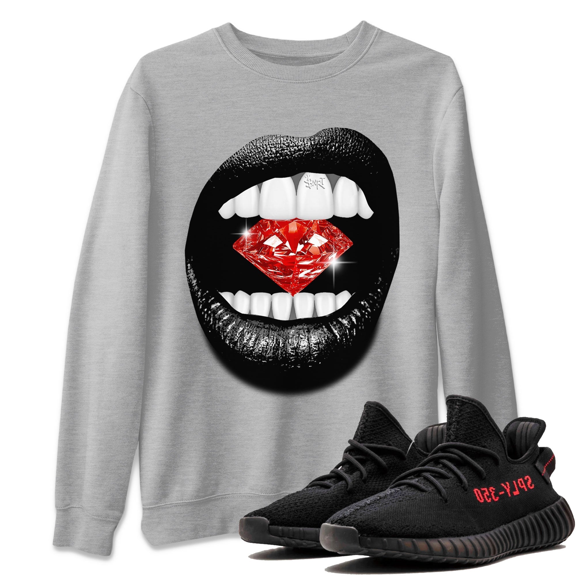 Lips Diamond Sneaker Tee - Yeezy 350 Bred
