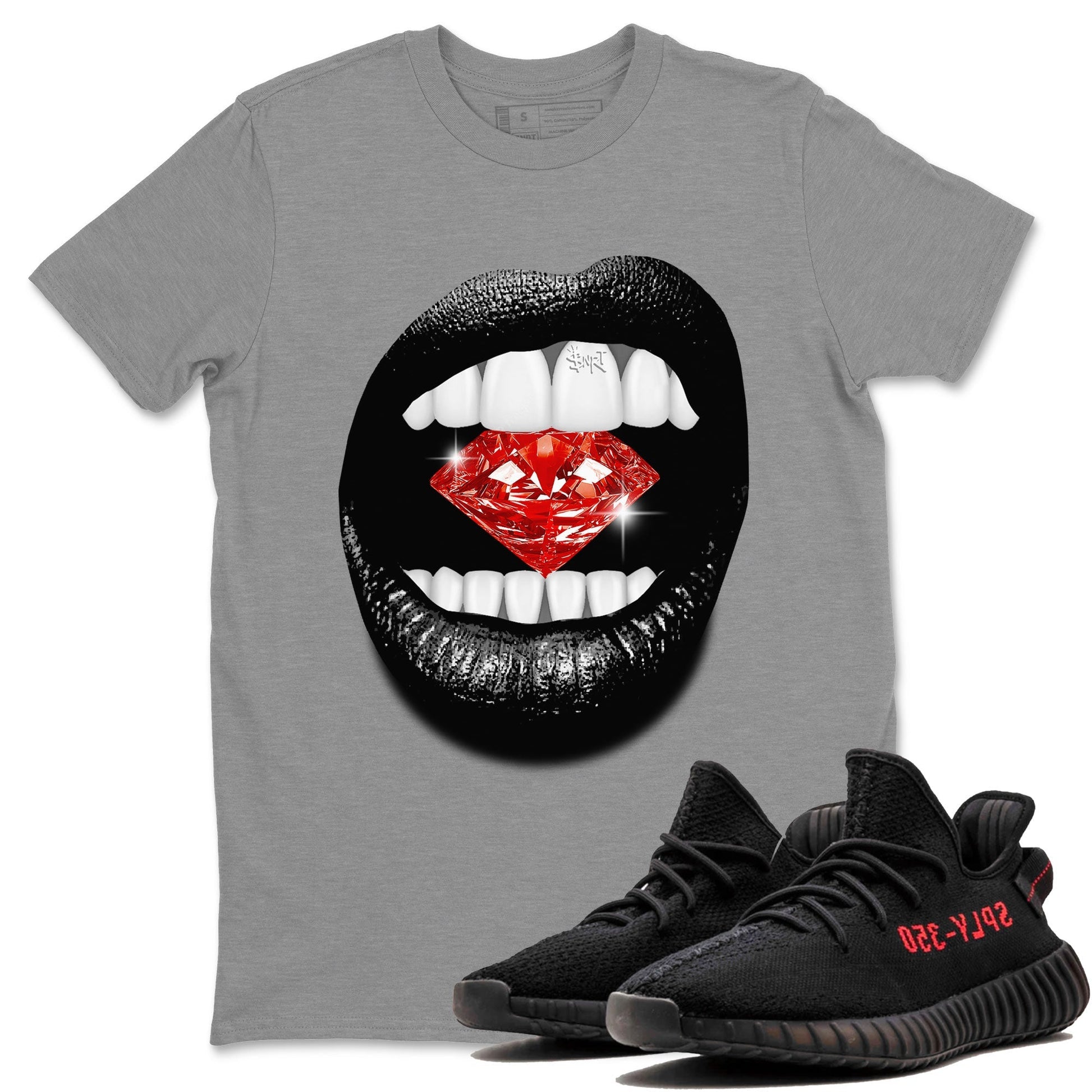 Lips Diamond Sneaker Tee - Yeezy 350 Bred