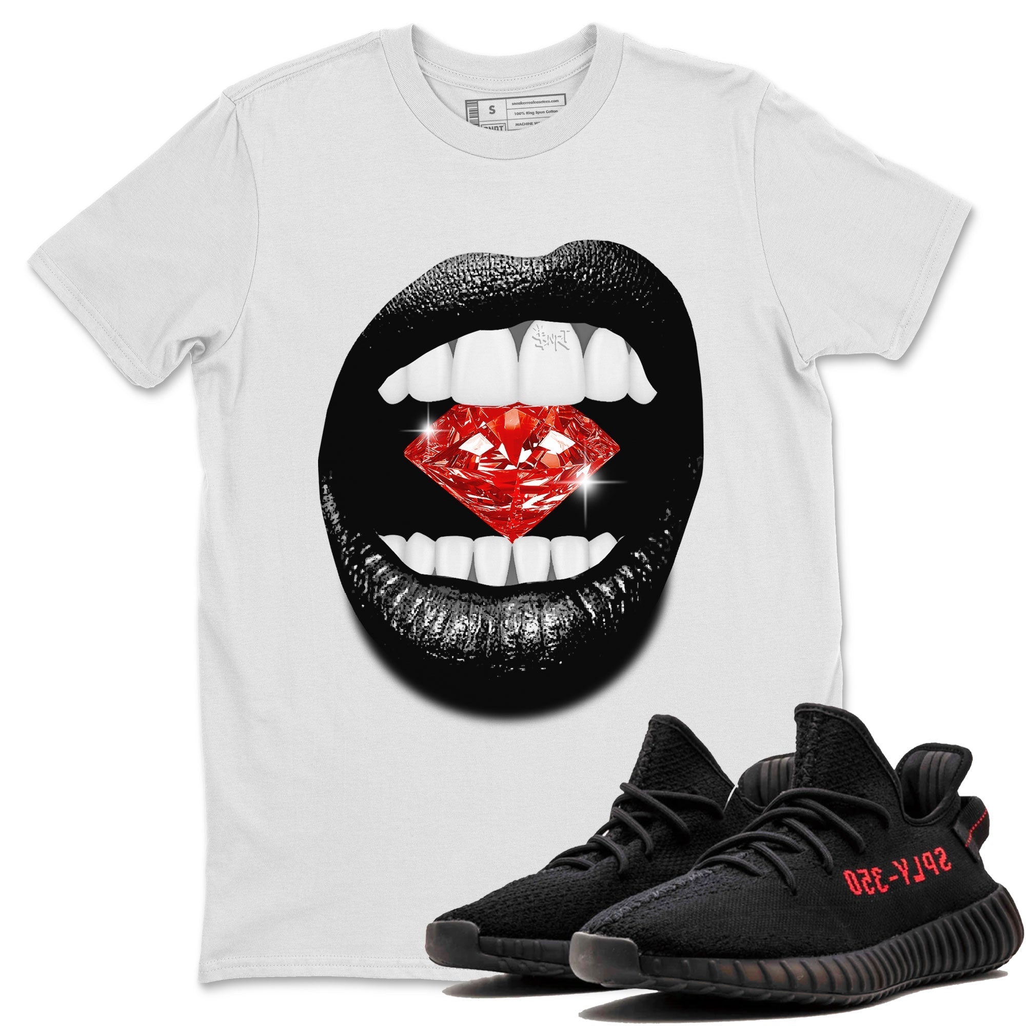 Lips Diamond Sneaker Tee - Yeezy 350 Bred