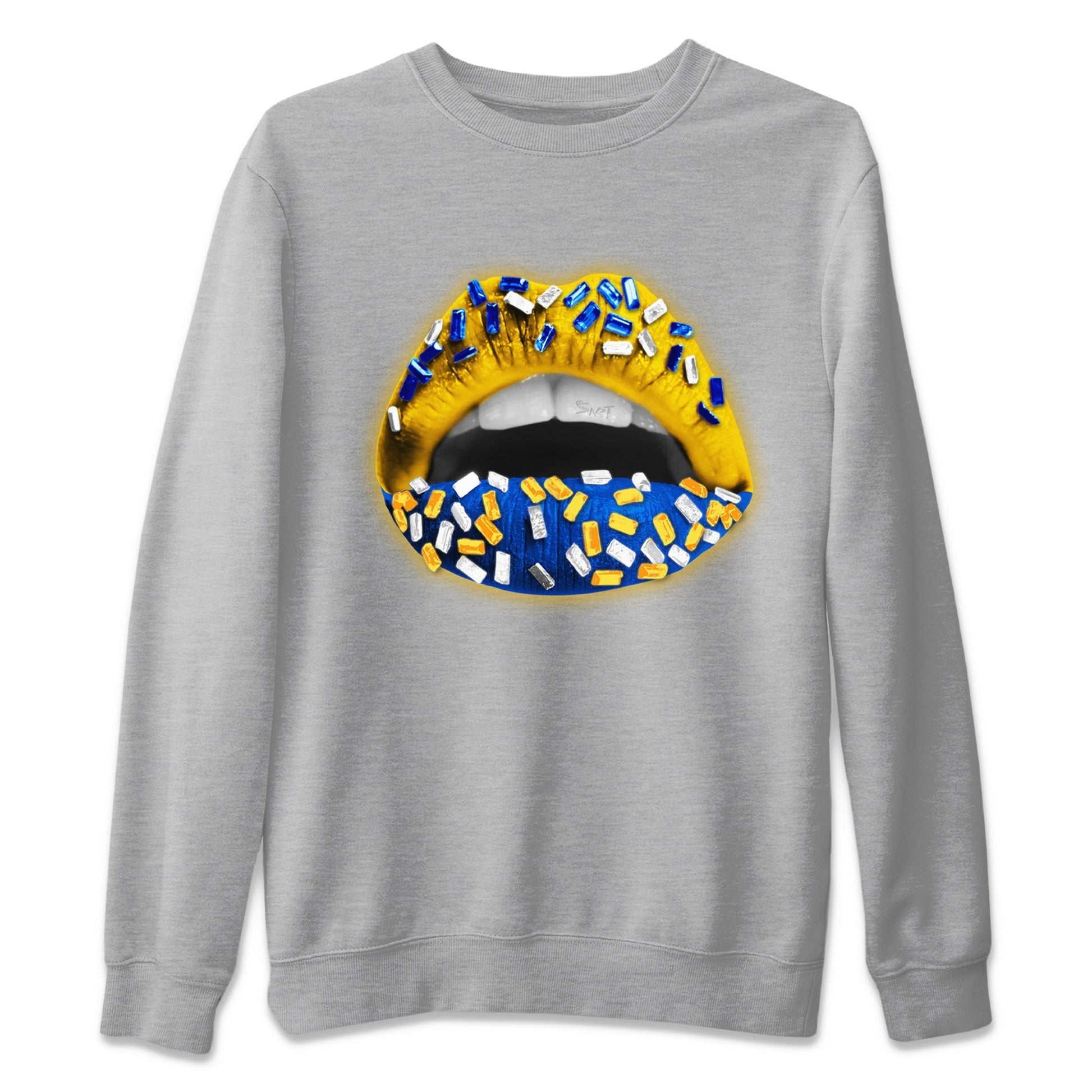 Lips Jewel Unisex Tops - Air Jordan 1 Game Royal Varsity Maize