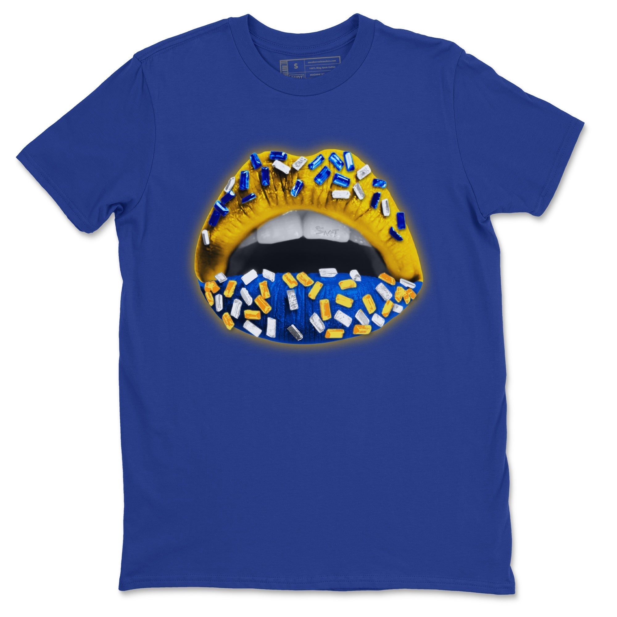 Lips Jewel Unisex Tops - Air Jordan 1 Game Royal Varsity Maize