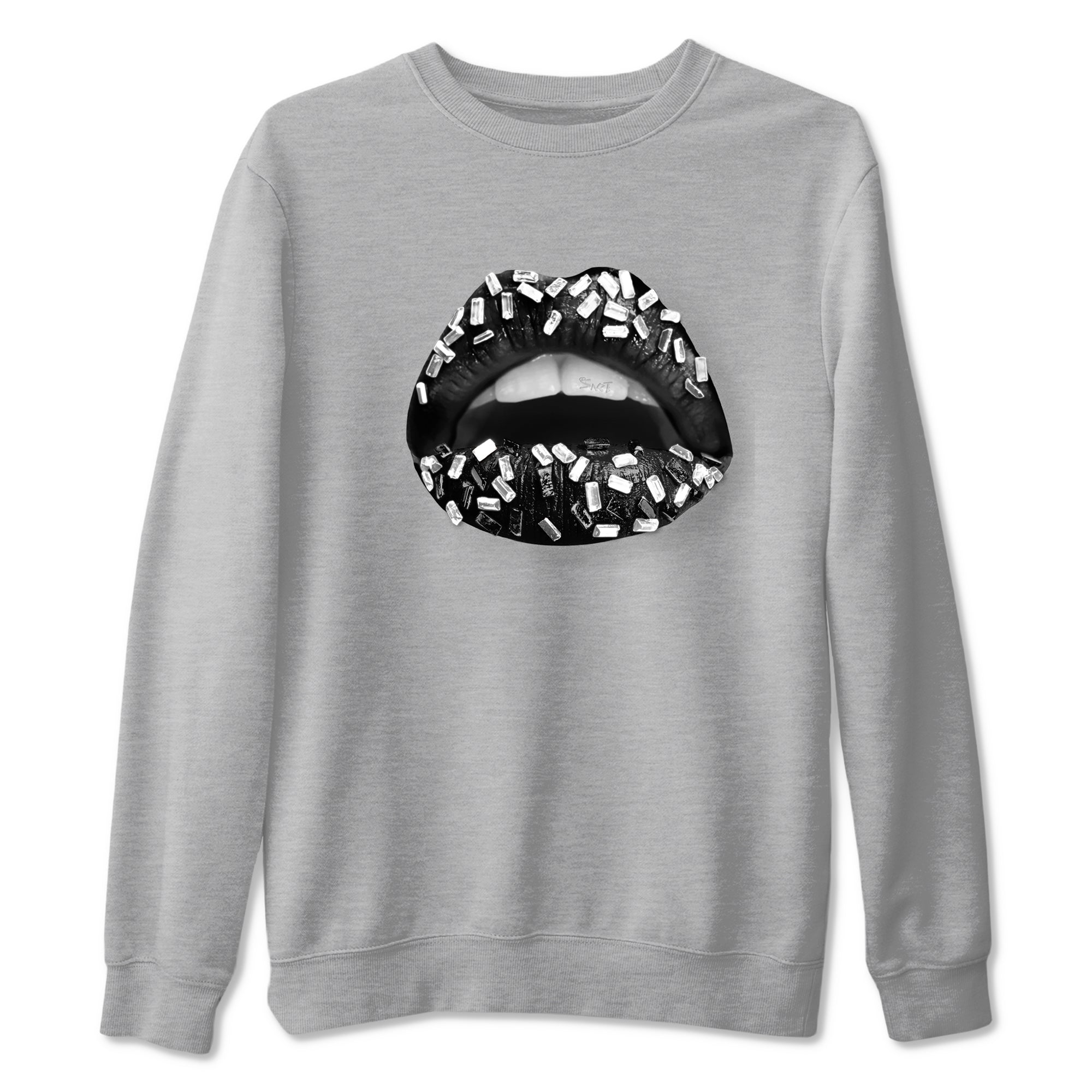 Lips Jewel Sneaker Tees - Air Jordan 4 White Thunder