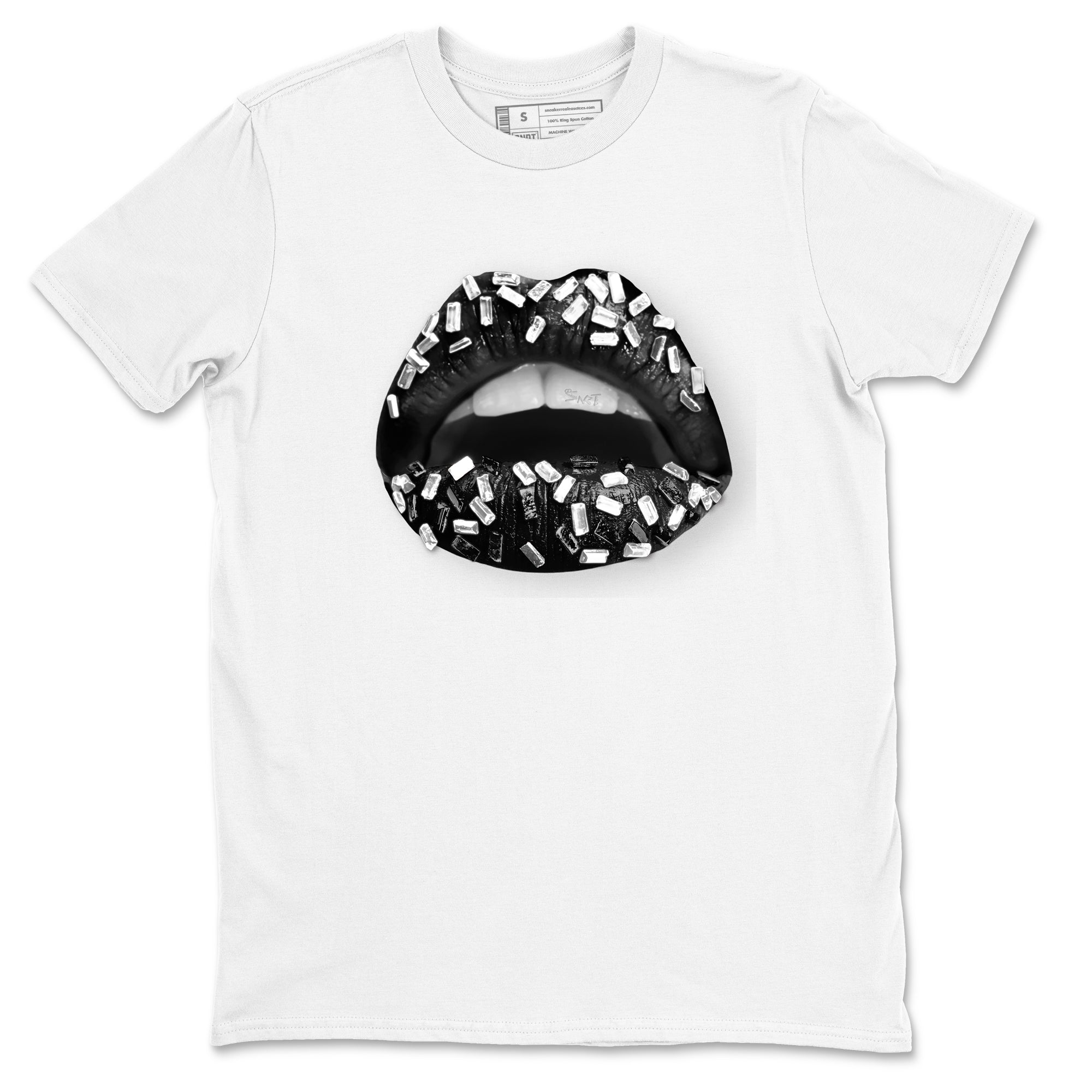 Lips Jewel Sneaker Tees - Air Jordan 4 White Thunder