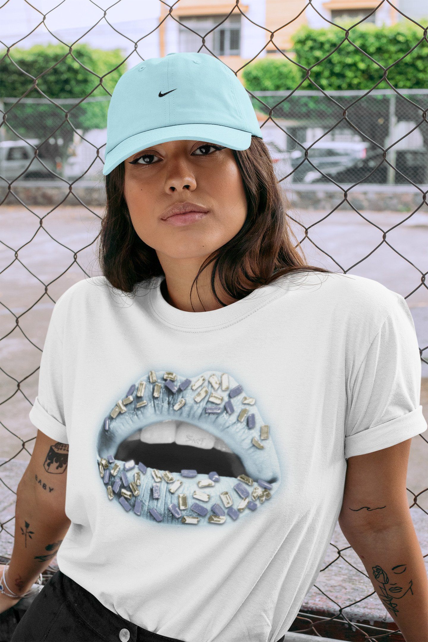 Lips Jewel Unisex Tops - Yeezy 350 Mono Ice