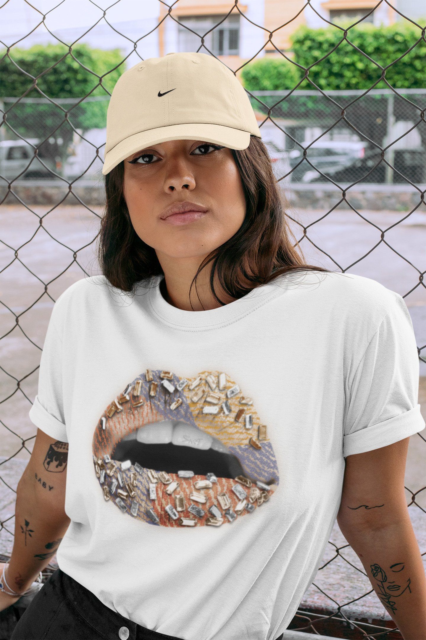 Lips Jewel Unisex Tops - Yeezy 350 MX Oat