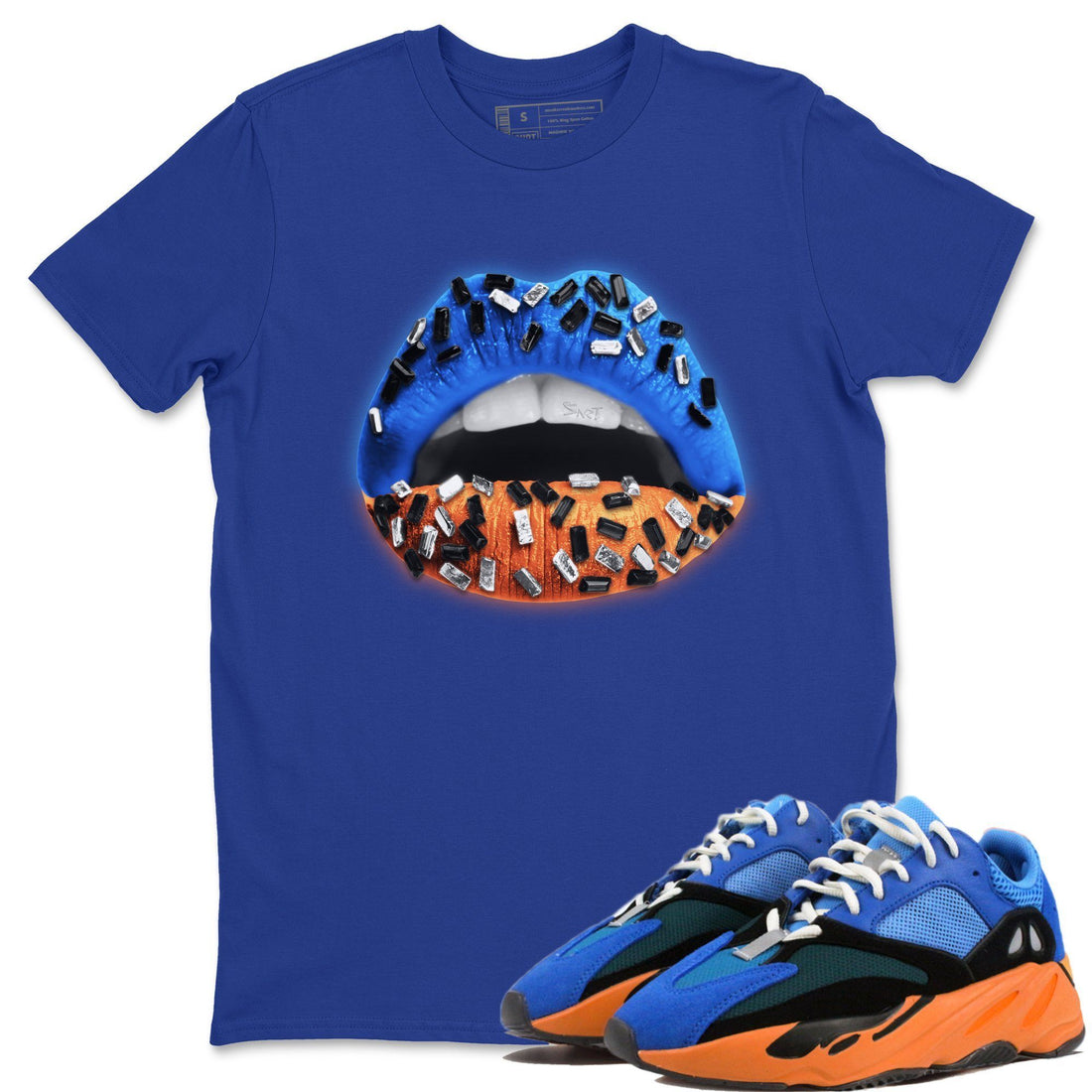 Lips Jewel Unisex Tops - Yeezy 700 Bright Blue